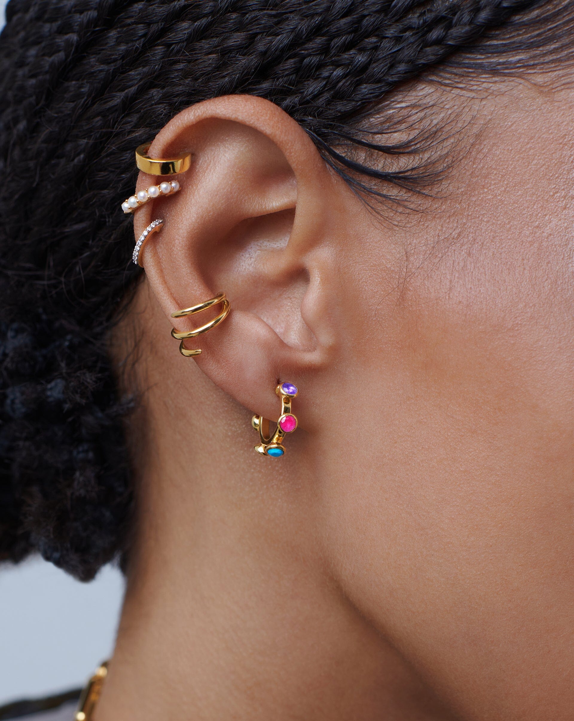 Hot Rox Multi Gemstone Small Hoop Earrings for Women - Dainty Gold & Silver Jewelry for Everyday Wear | Perfect Gift for Birthday, Anniversary & Valentine's Day
