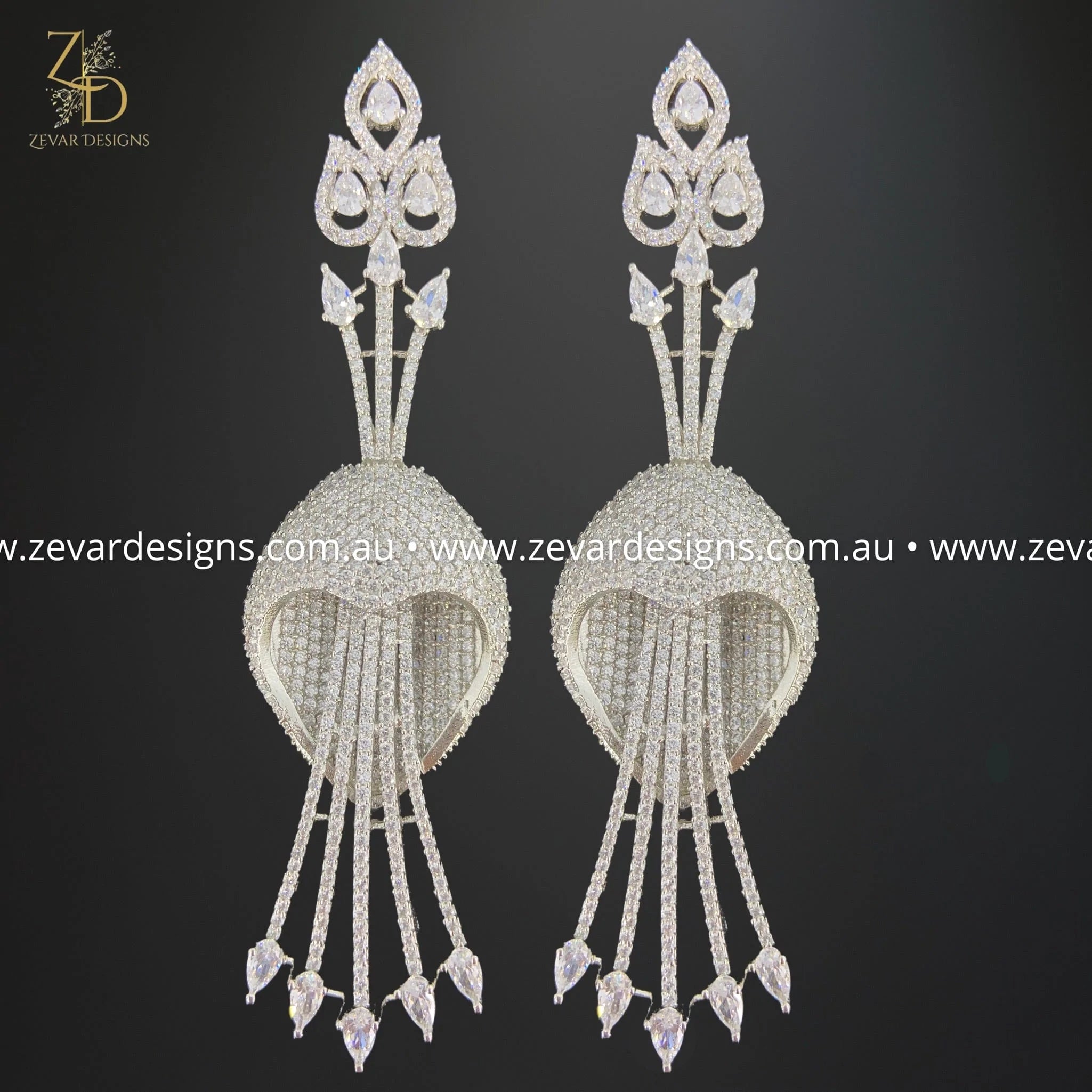 Zircon Earrings for Women - 14K White Rhodium Plated Elegant Stud Earrings | Perfect for Weddings, Parties & Everyday Wear