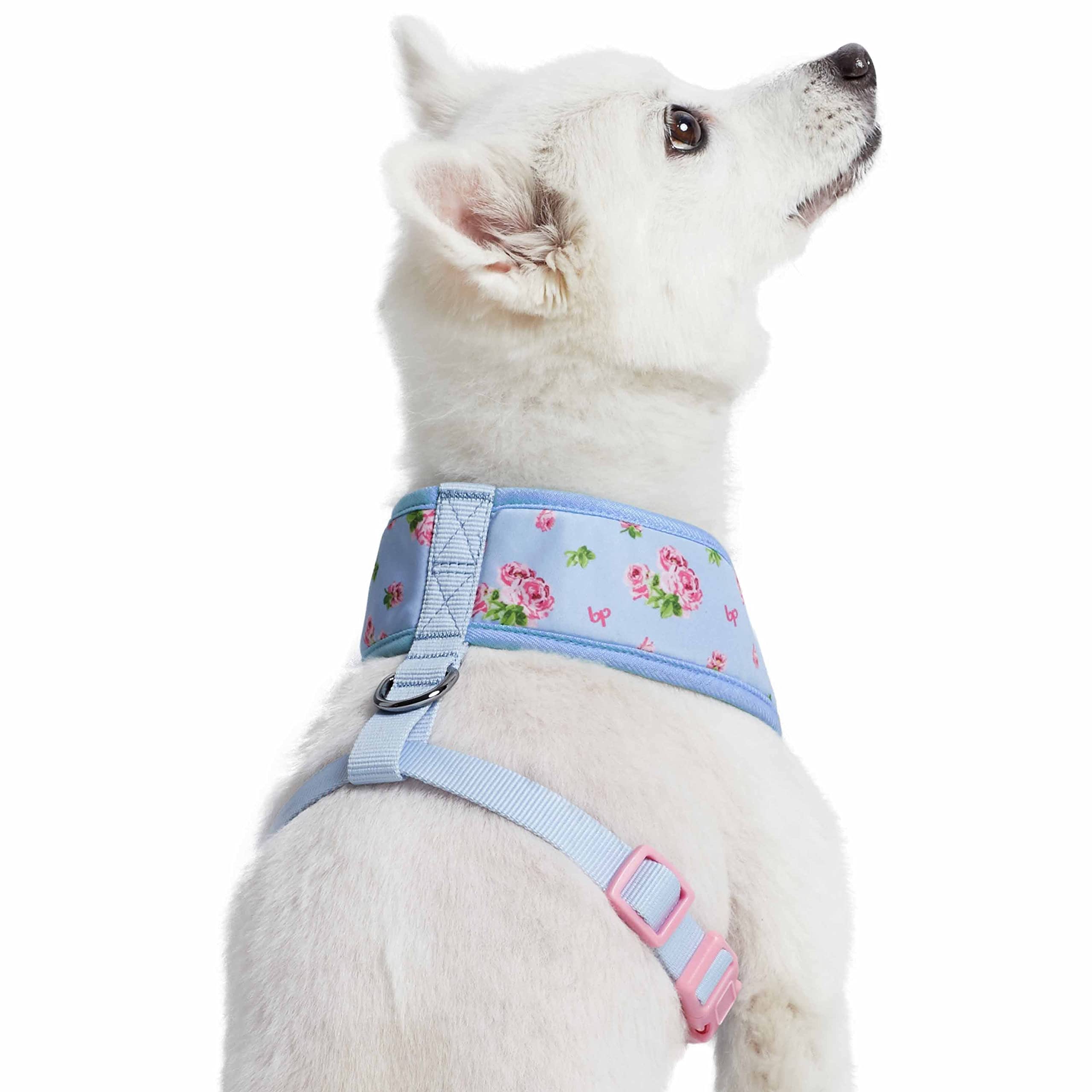 Blueberry Pet Soft & Comfy Spring Scent Floral Pastel Blue Adjustable Dog Harness Vest - Small (16