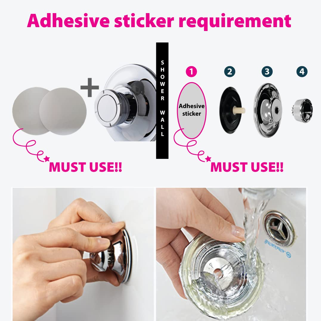Adjustable Vacuum Suction Cup Shower Head Holder - Flexible Wall Mount for Handheld Shower with Adhesive Stickers (Chrome) | Perfect for Bathroom, Spa & RV Use