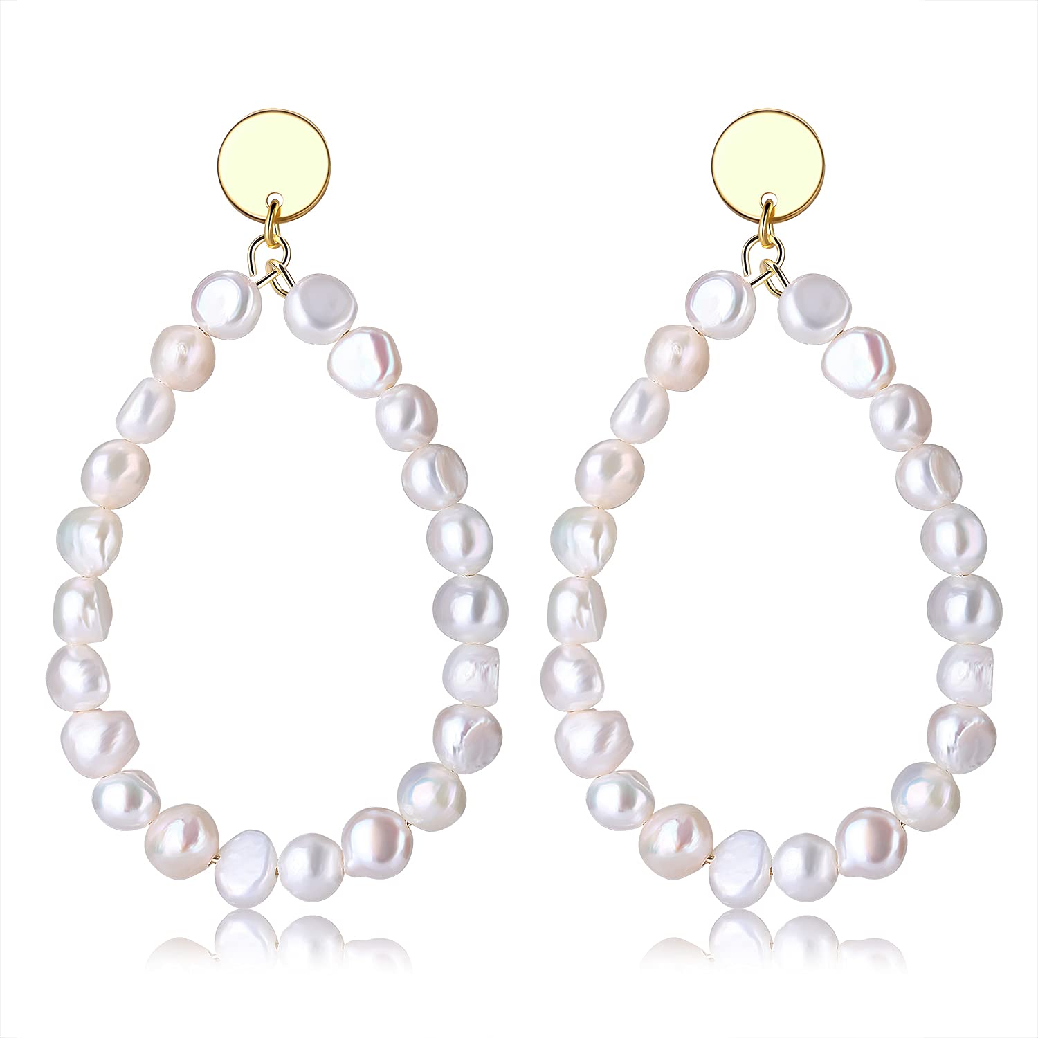 Baroque Pearl Hoop Earrings for Women - Large Circle Dangle Statement Jewelry, Fashion Gift for Her | Perfect for Weddings, Parties & Everyday Elegance