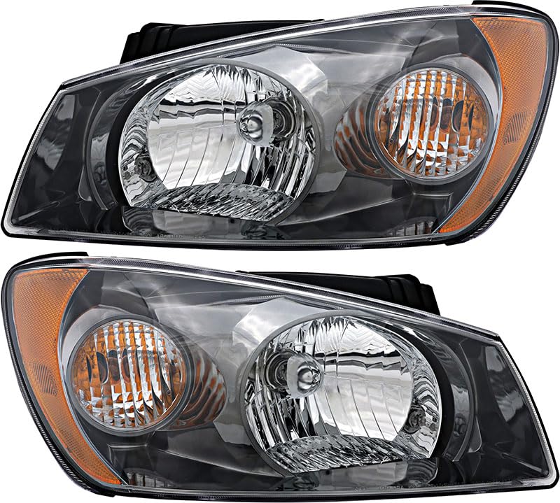 2004-2006 Kia Spectra Replacement Headlight Assembly - Halogen Headlamp Set for Driver & Passenger Side - Perfect for Night Driving and Foggy Conditions