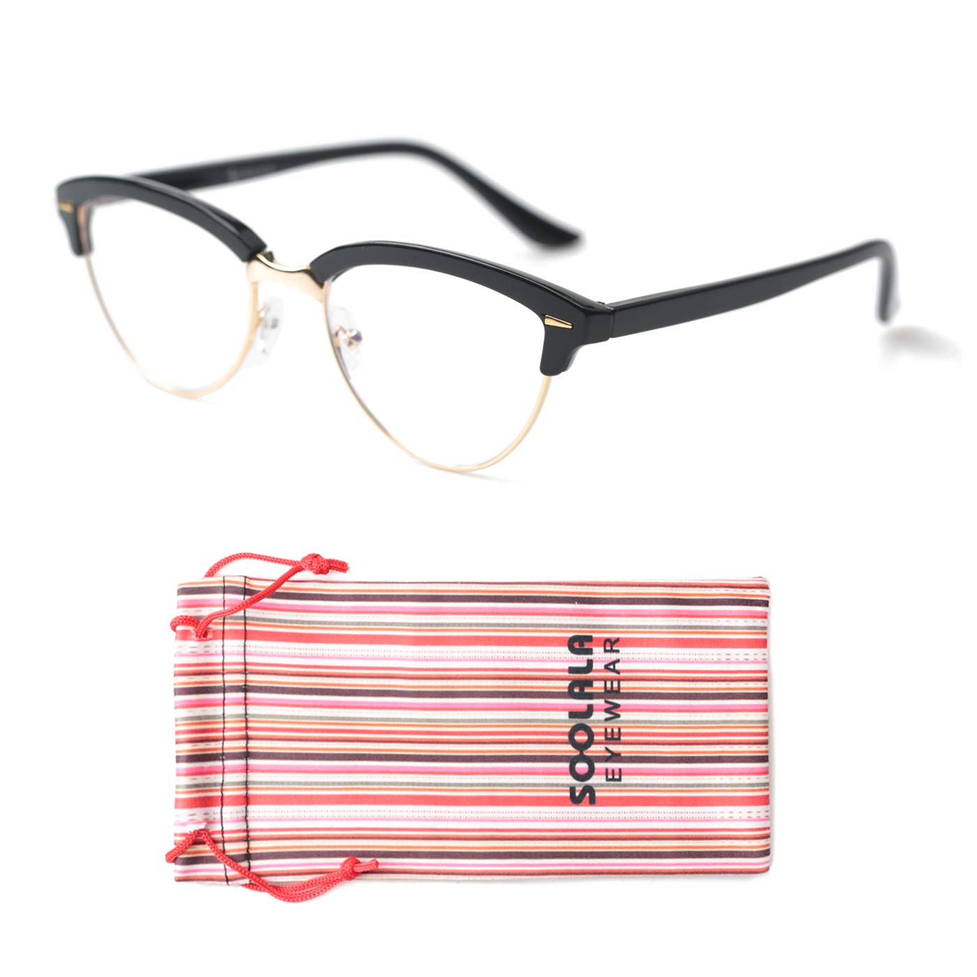Blue Light Blocking Reading Glasses for Women - SOOLALA Half Frame Cat Eye Computer Glasses with Anti-UV Lenses - Perfect for Office Work, Screen Time & Digital Eye Strain Relief