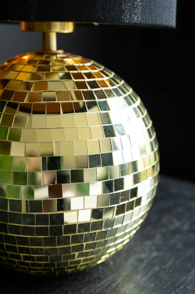 Gold Disco Ball Table Lamp - Retro Party Decor & Bedroom Night Light for Home, Events & Dance Parties