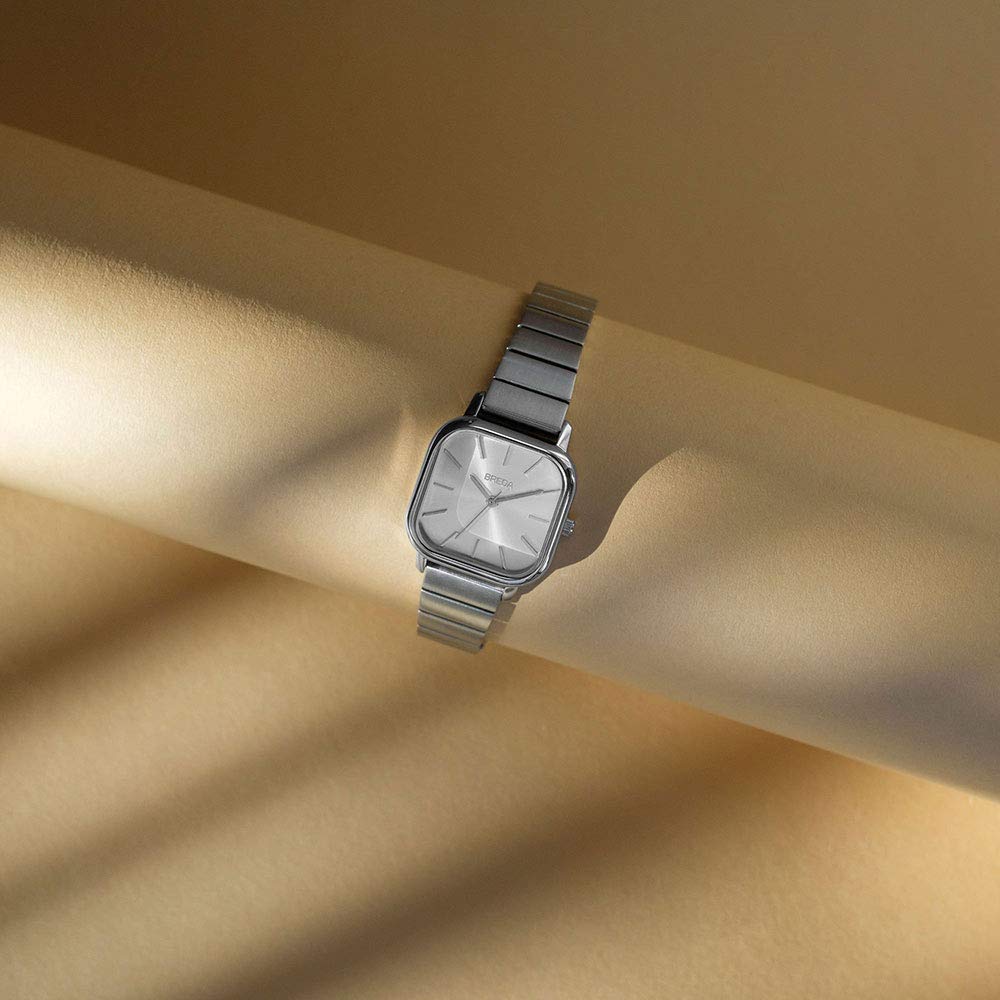 Breda Esther 1735 Square Wrist Watch for Women - 26mm Stainless Steel Bracelet, Minimalist Fashion Watch - Perfect for Office, Casual Wear & Everyday Use