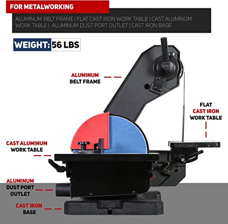 BUCKTOOL Dual Speed 1 x 42 Inch Belt Disc Sander Combo BD1801DS - Professional Woodworking & Metal Sanding Tool for DIY Projects & Workshop Use