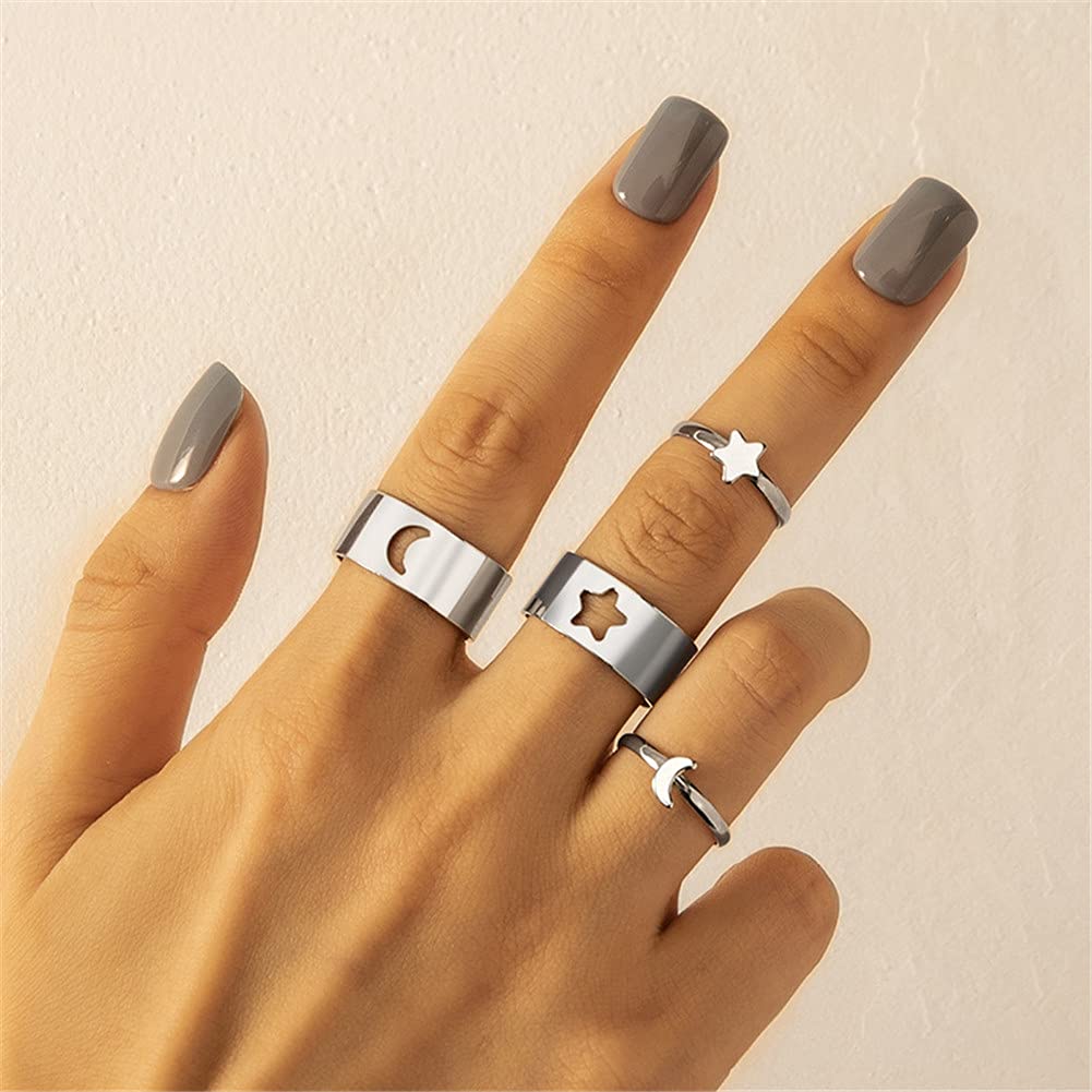 Best Friends BFF Rings for Couples - Matching Love Heart Moon Star Planet Promise Rings for Women & Men - Perfect for Anniversaries, Valentine's Day & TikTok Y2K Jewelry Trends