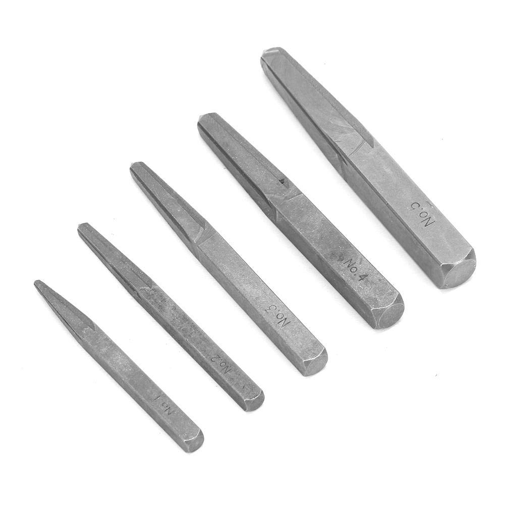 5Pcs Screw Extractor Set - Straight Fluted Bolt Remover Tool for Damaged & Broken Screws - Easy Out Removal Kit for DIY, Automotive & Home Repair Projects