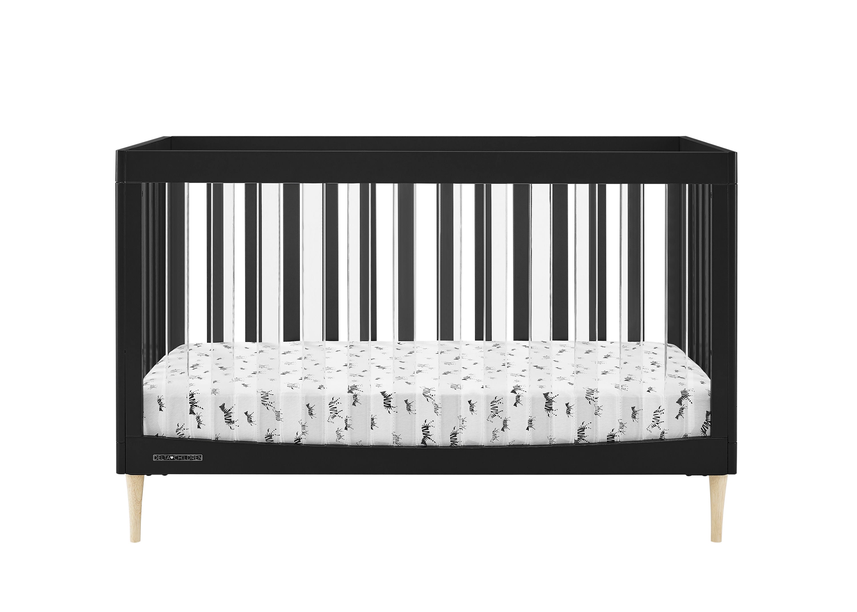 Austin Acrylic 4-in-1 Convertible Baby Crib - Toddler Bed, Daybed & Full-Size Bed | Modern Nursery Furniture for Boys & Girls | Perfect for Small Spaces & Growing Families