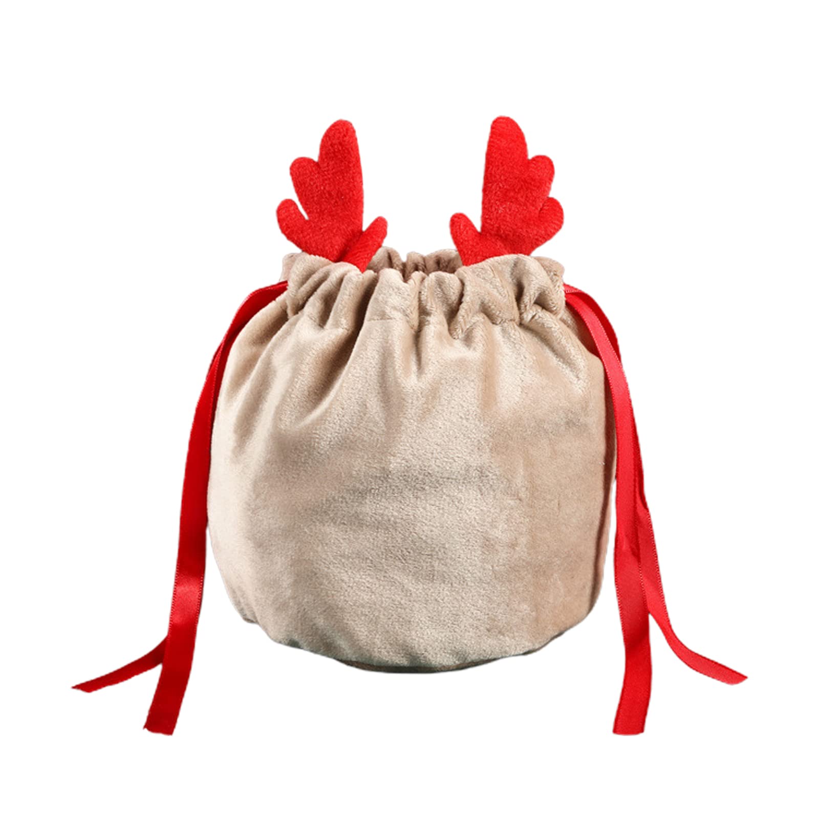 10 Pack Christmas Antler Drawstring Candy Bags - Reusable Snack Pouches for Halloween, Birthday & Wedding Parties - DIY Holiday Party Favors (Red) | Perfect for Trick-or-Treating, Gift Giving & Party Decorations