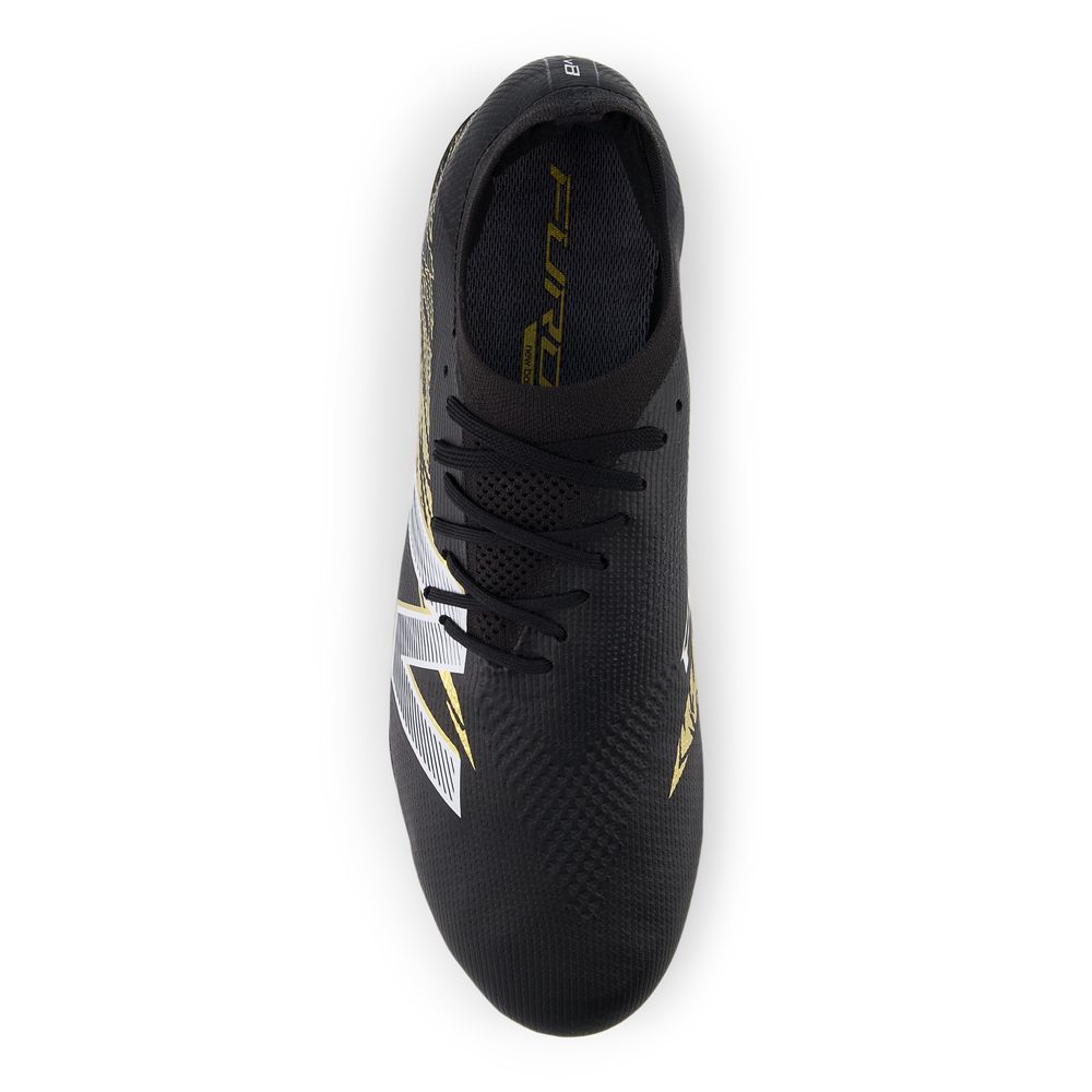 New Balance Furon Elite V8 FG Soccer Cleats for Men - Lightweight Football Boots with Dynamic Fit (Black/Gold/Silver/White) - Perfect for Competitive Matches & Turf Play