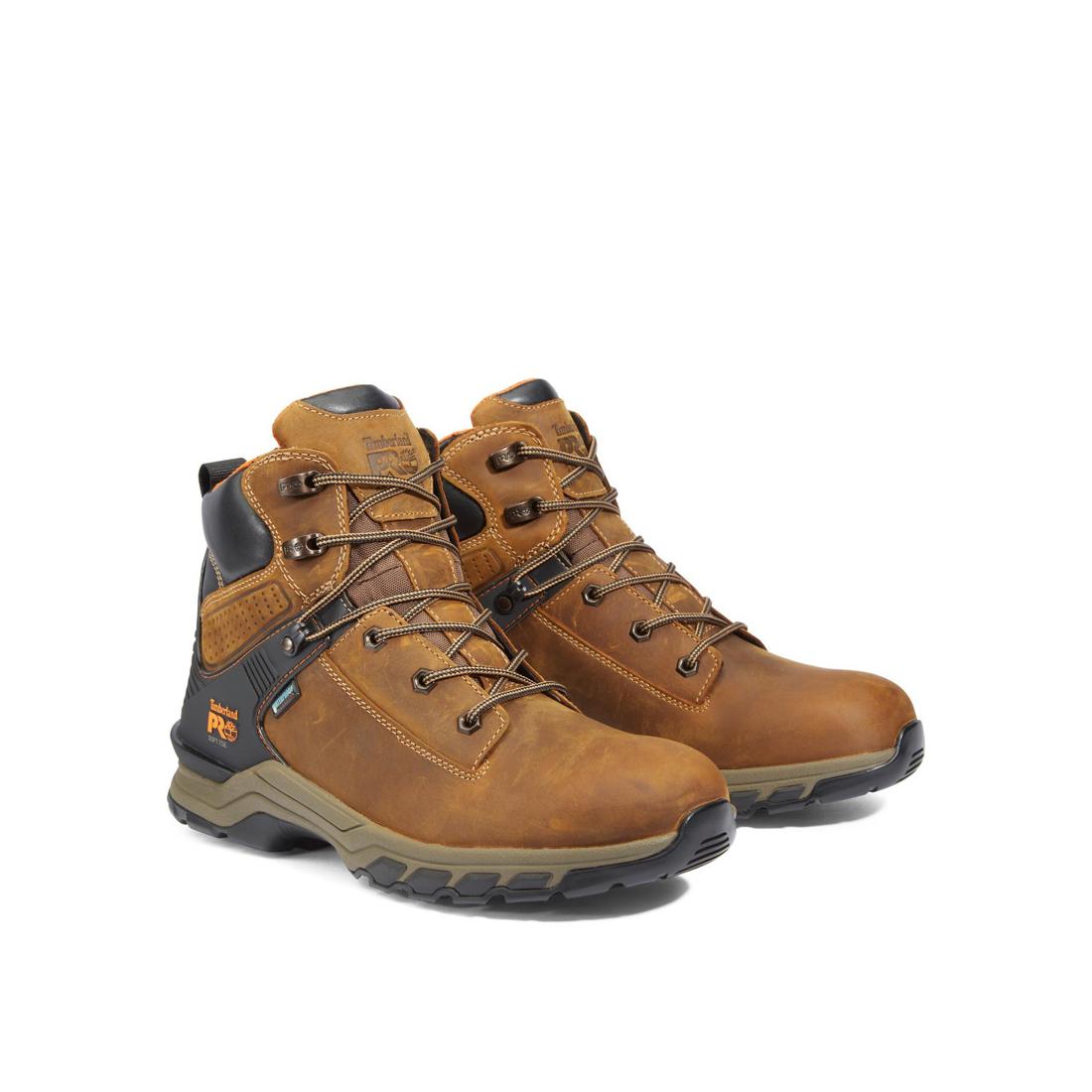 Hypercharge 6 Inch Soft Toe Waterproof Work Boots for Men - Brown Leather Safety Shoes for Construction, Hiking & Outdoor Activities
