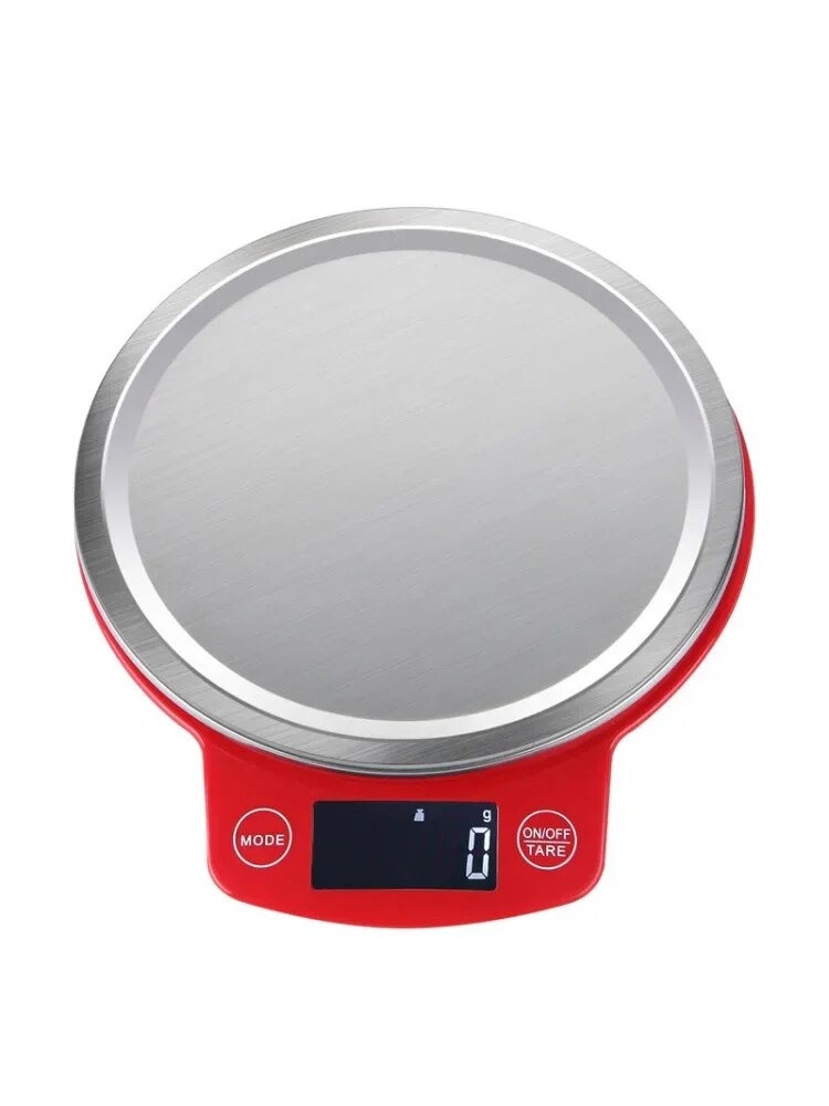 ANYCO Anygleam Digital Stainless Steel Kitchen Scale - 3kg/6.6lb Capacity, Precision Food Scale for Baking, Cooking & Portion Control - Compact Round Design in Red (Ideal for Home Kitchen & Professional Use)