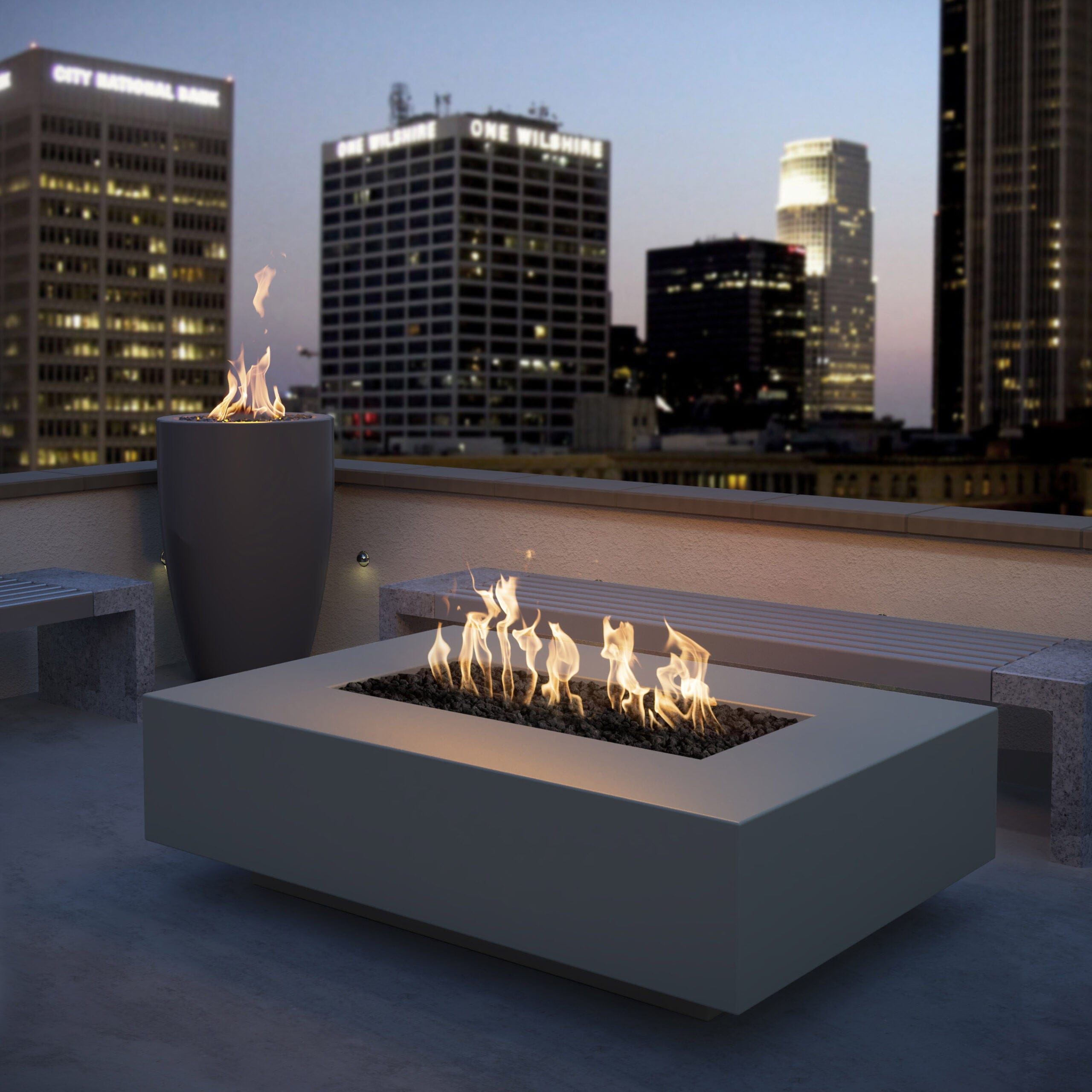 Premium GFRC Concrete Outdoor Fire Pit - Modern Linear Design for Patio, Backyard & Garden - Durable & Weather-Resistant for Year-Round Use