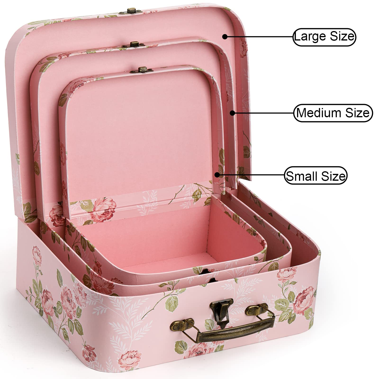 Fasmov 3-Pack Pink Storage Boxes with Lids for Home Decor & Gifts