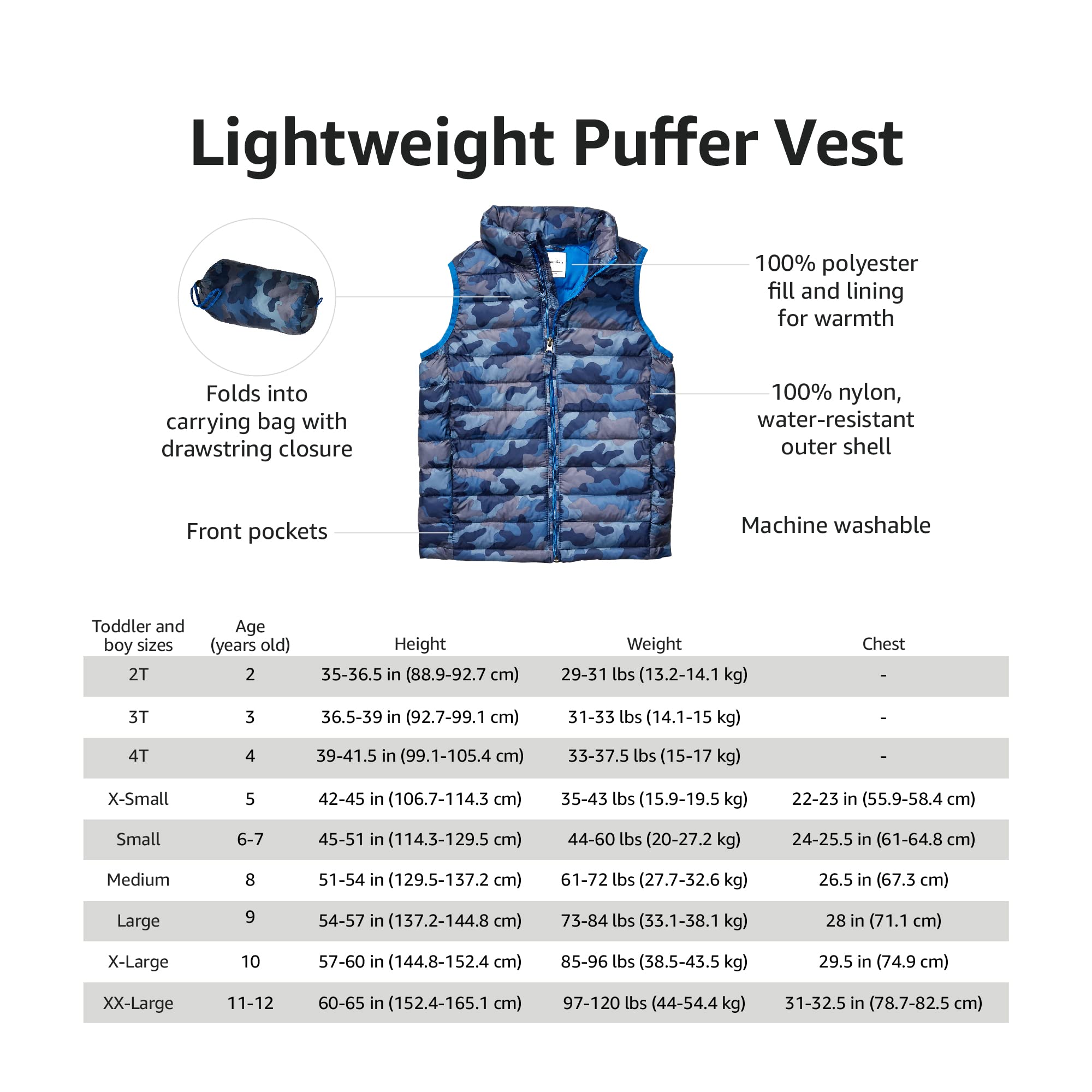 Amazon Essentials Lightweight Waterproof Packable Puffer Jacket for Kids & Teens - Perfect for School, Outdoor Play & Winter Adventures