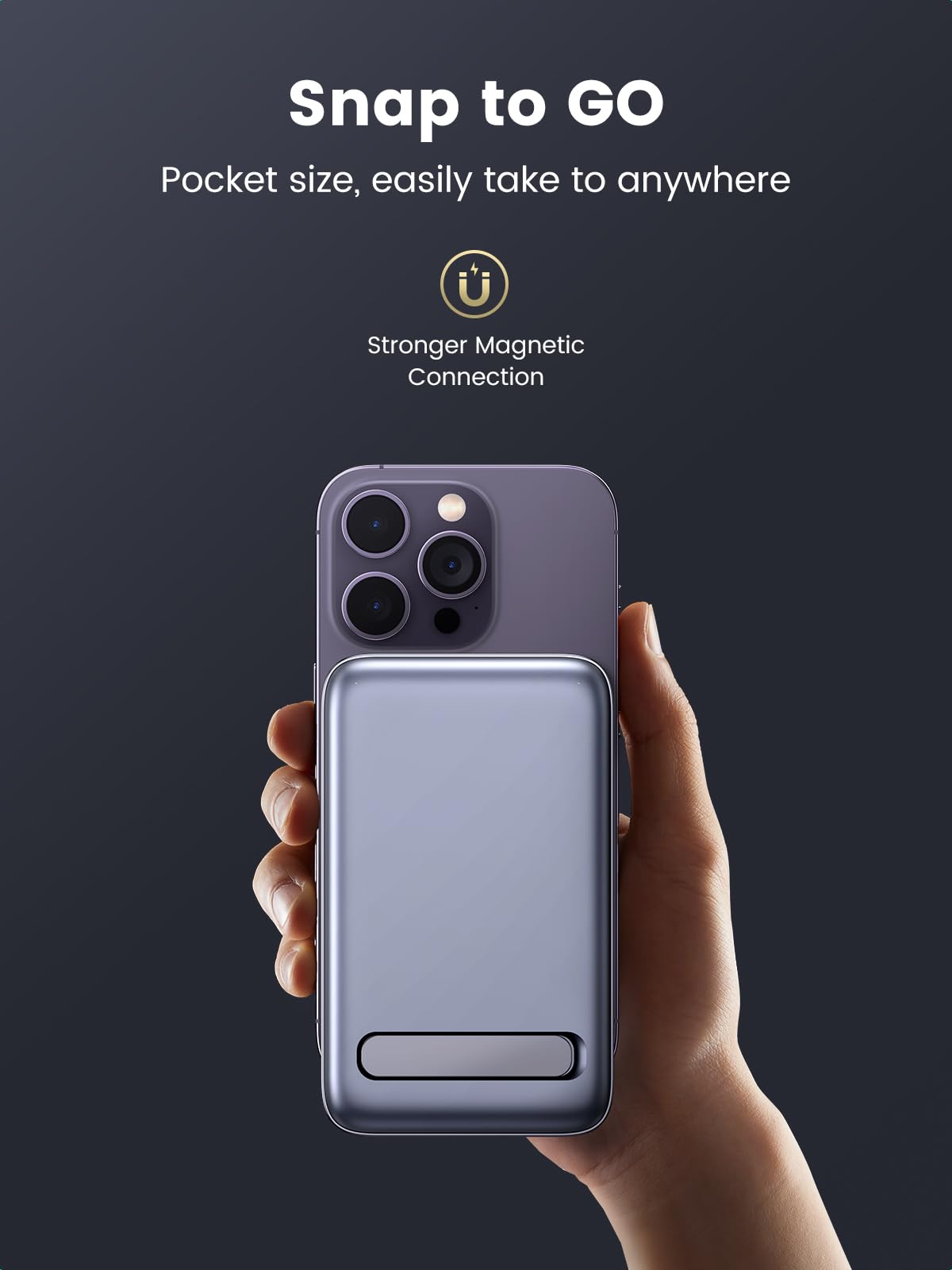 UGREEN Foldable Kickstand Magnetic Power Bank 10000mAh Portable Charger for iPhone 15/14/13, Samsung Galaxy, iPad | Fast Charging | Travel, Work & Outdoor Use