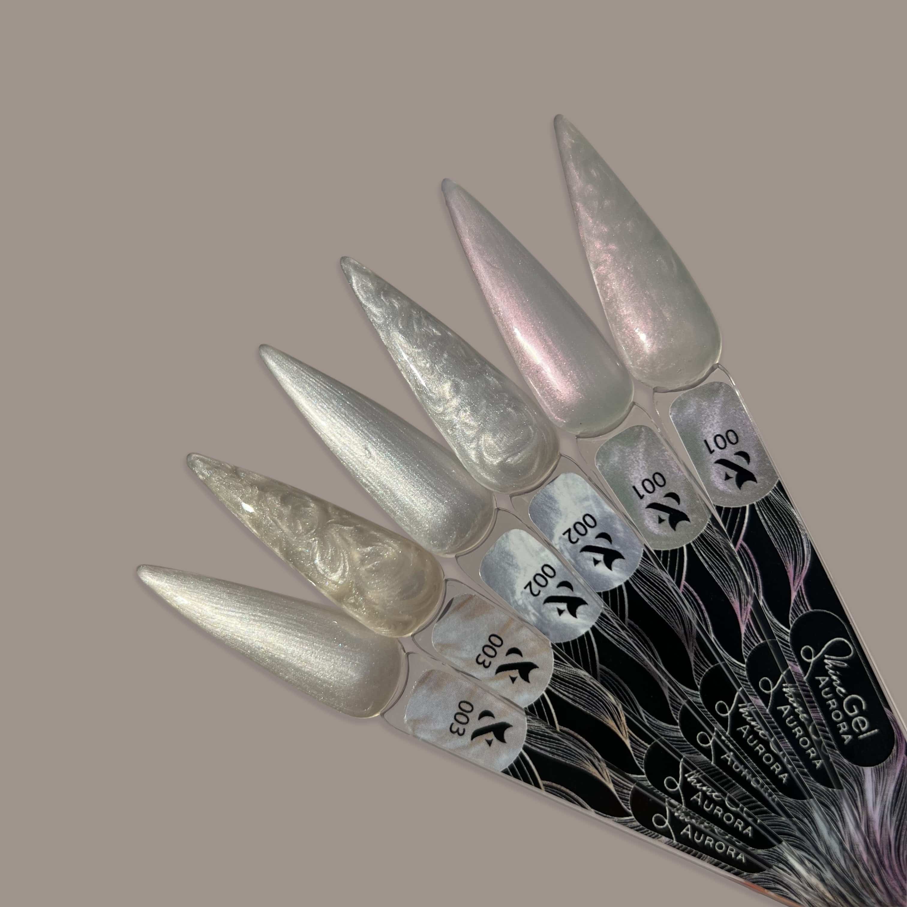 F.O.X Shine Gel Aurora Nail Tips Set of 3 - Long Lasting Glitter Nail Art Extensions for Gel Polish Manicures, Perfect for Parties, Weddings & Special Occasions