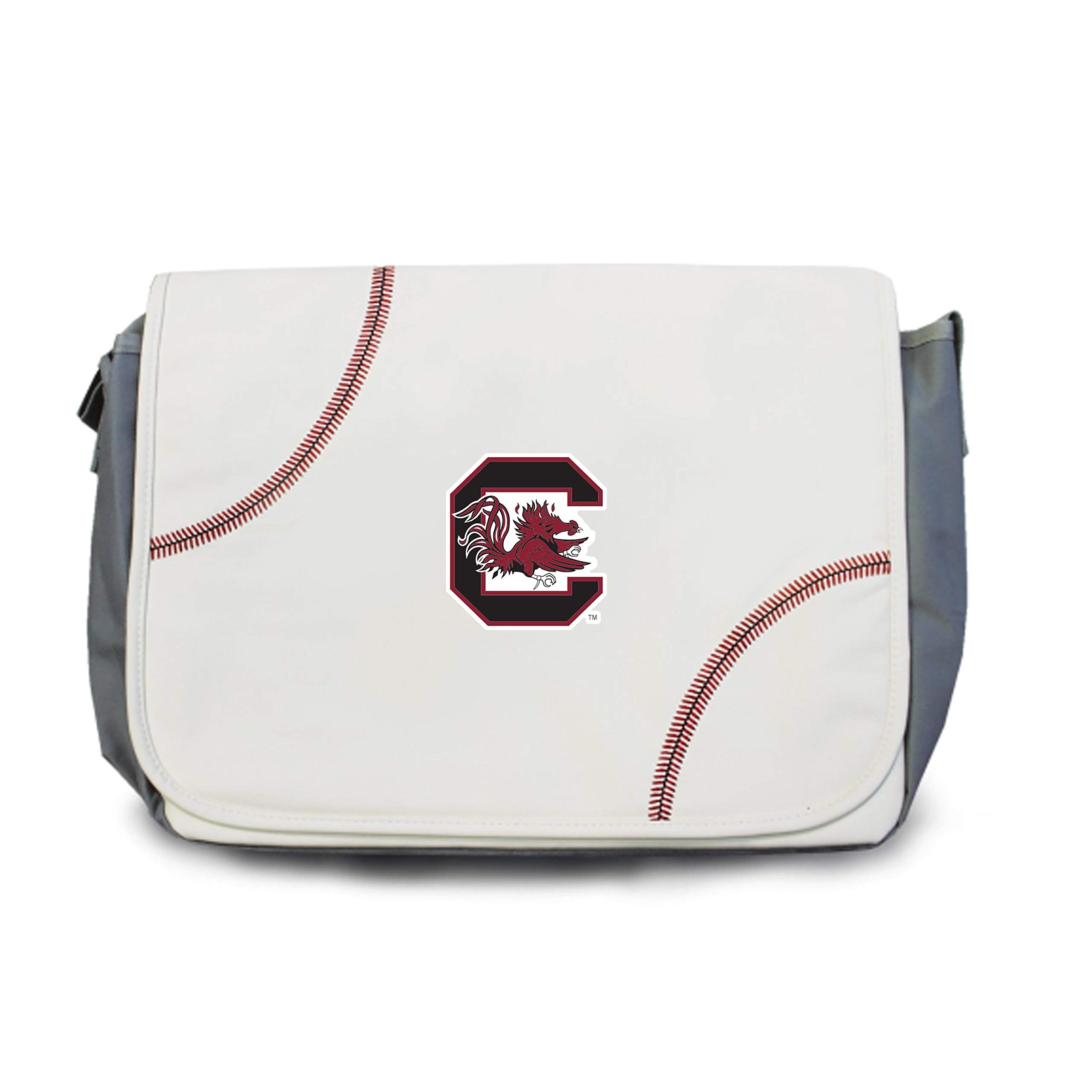 South Carolina Gamecocks Baseball Leather Laptop Messenger Bag - Genuine Baseball Leather Shoulder Bag for 15.6