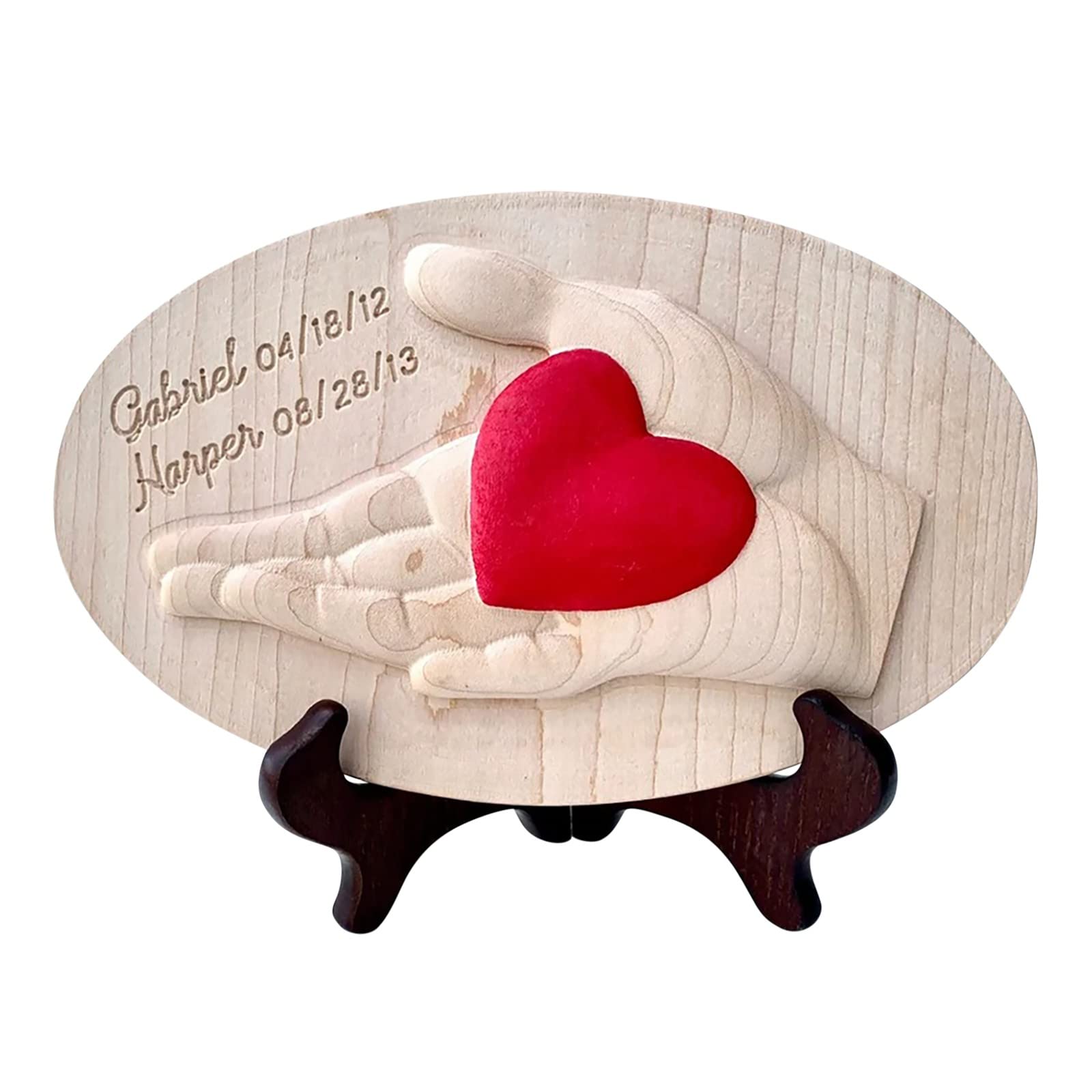Creative Wooden Desk Ornament for Mother's Day - Handcrafted Home & Office Decoration, Love-Themed Stone Decor for Living Room, Garden & Outdoor Spaces (Style A, One Size)