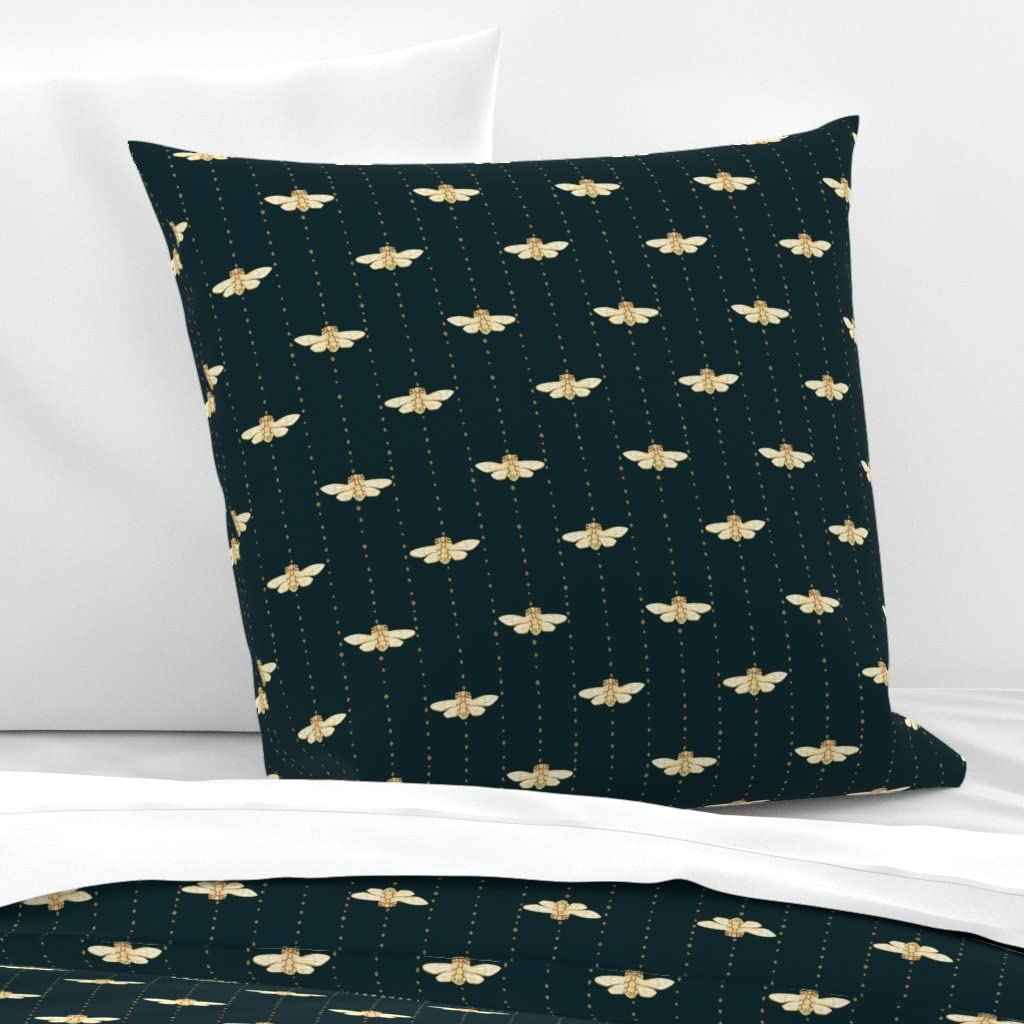 Custom Euro Sham Pillowcase - Cotton Sateen Fabric with Entomology Print | Night Medium Scale Bugs & Insects Design | Perfect for Bedroom Decor, Guest Room Styling & Unique Home Textiles