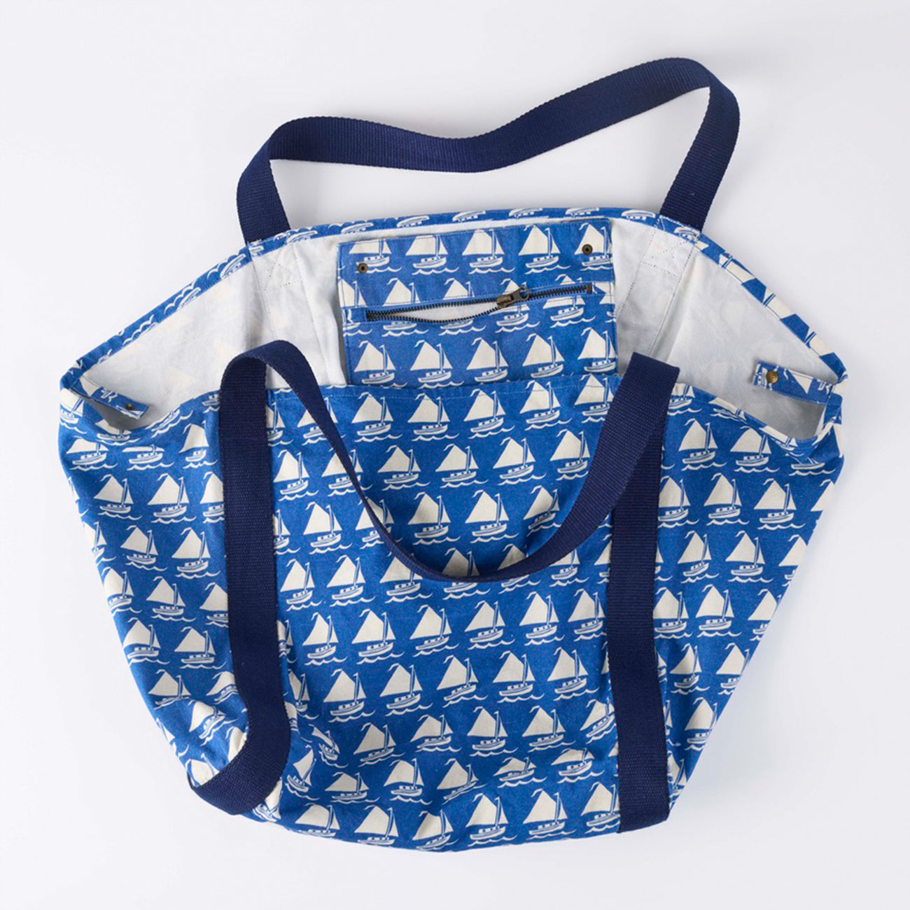 Stylish Cotton Canvas Beach Bag in Indigo Blue - Perfect for Boating, Travel & Summer Outings