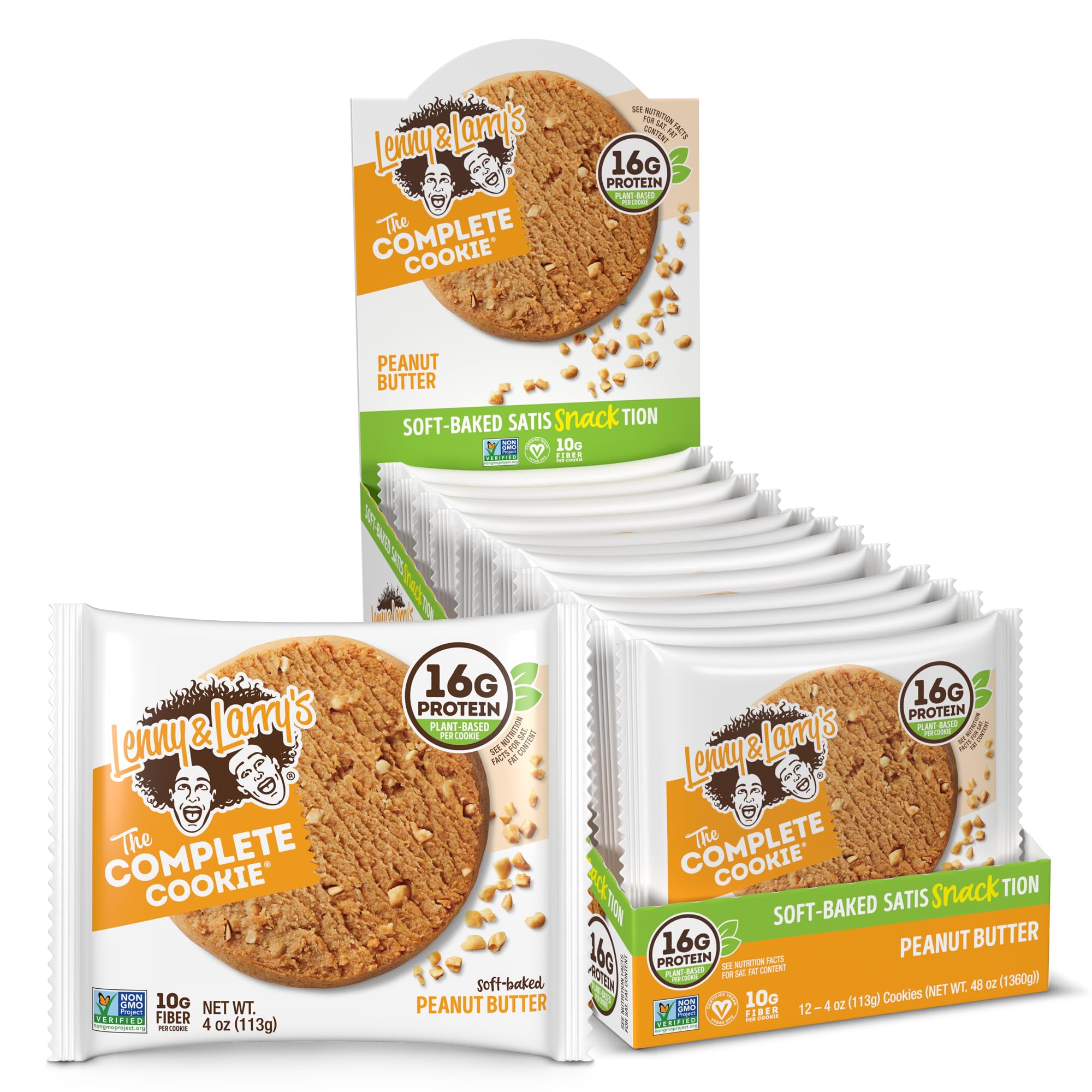 Lenny & Larry's The Complete Cookie - Peanut Butter Flavor, Soft Baked, 16g Plant Protein, Vegan, Non-GMO, 4oz (Pack of 12) | Perfect for Gym Snacks, Vegan Diets & Healthy On-the-Go Breakfast