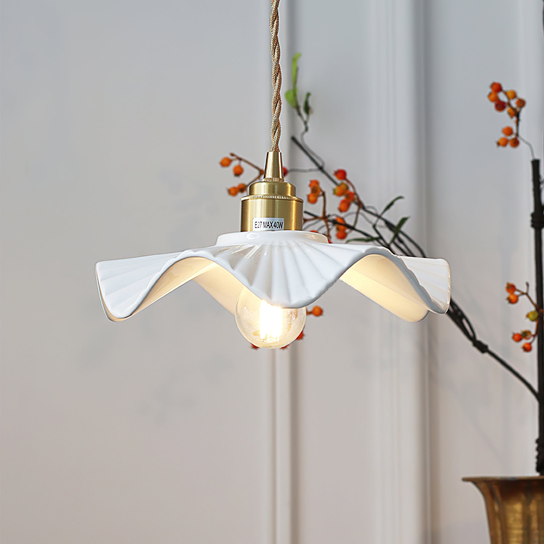 Modern Ceramic Wave Flower Pendant Light - Handcrafted Boho Ceiling Lamp for Living Room, Bedroom & Dining Room Decor