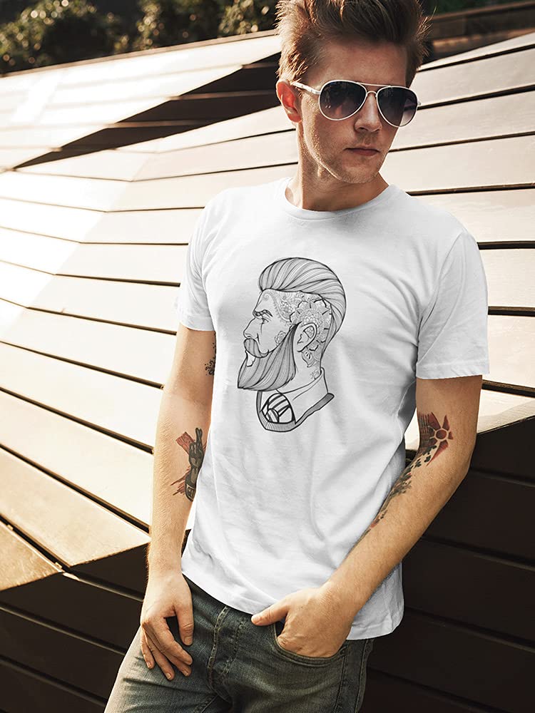 Smartprints Hipster Men's Tattooed Face Graphic T-Shirt - Trendy Urban Streetwear for Casual Outfits & Music Festivals