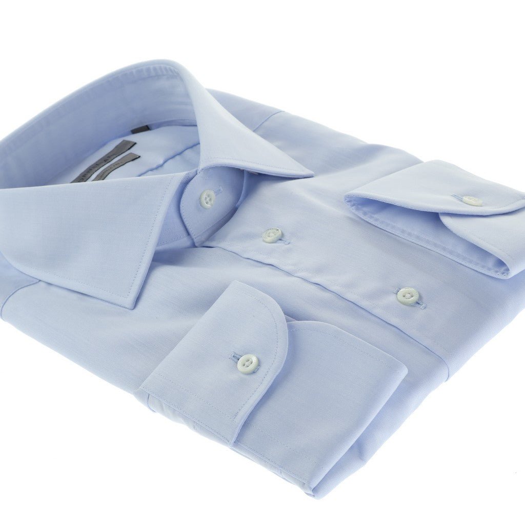 Corneliani Wrinkle Free Twill Shirt for Men - Sky Blue Casual Dress Shirt | Perfect for Office, Business Meetings & Formal Occasions