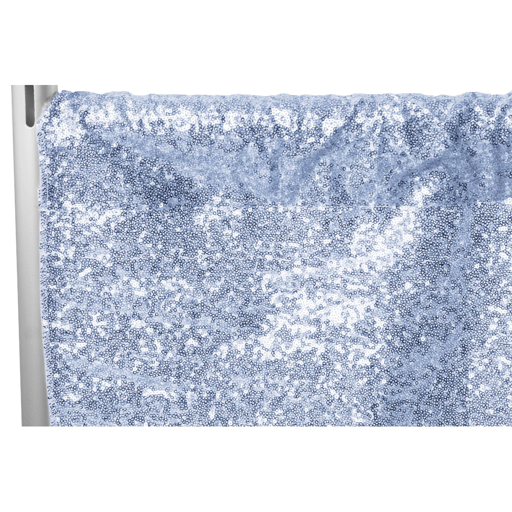 Glitz Sequin 12ft x 52in Dusty Blue Drape Backdrop Panel for Party Decor, Photo Booth, and Event Background