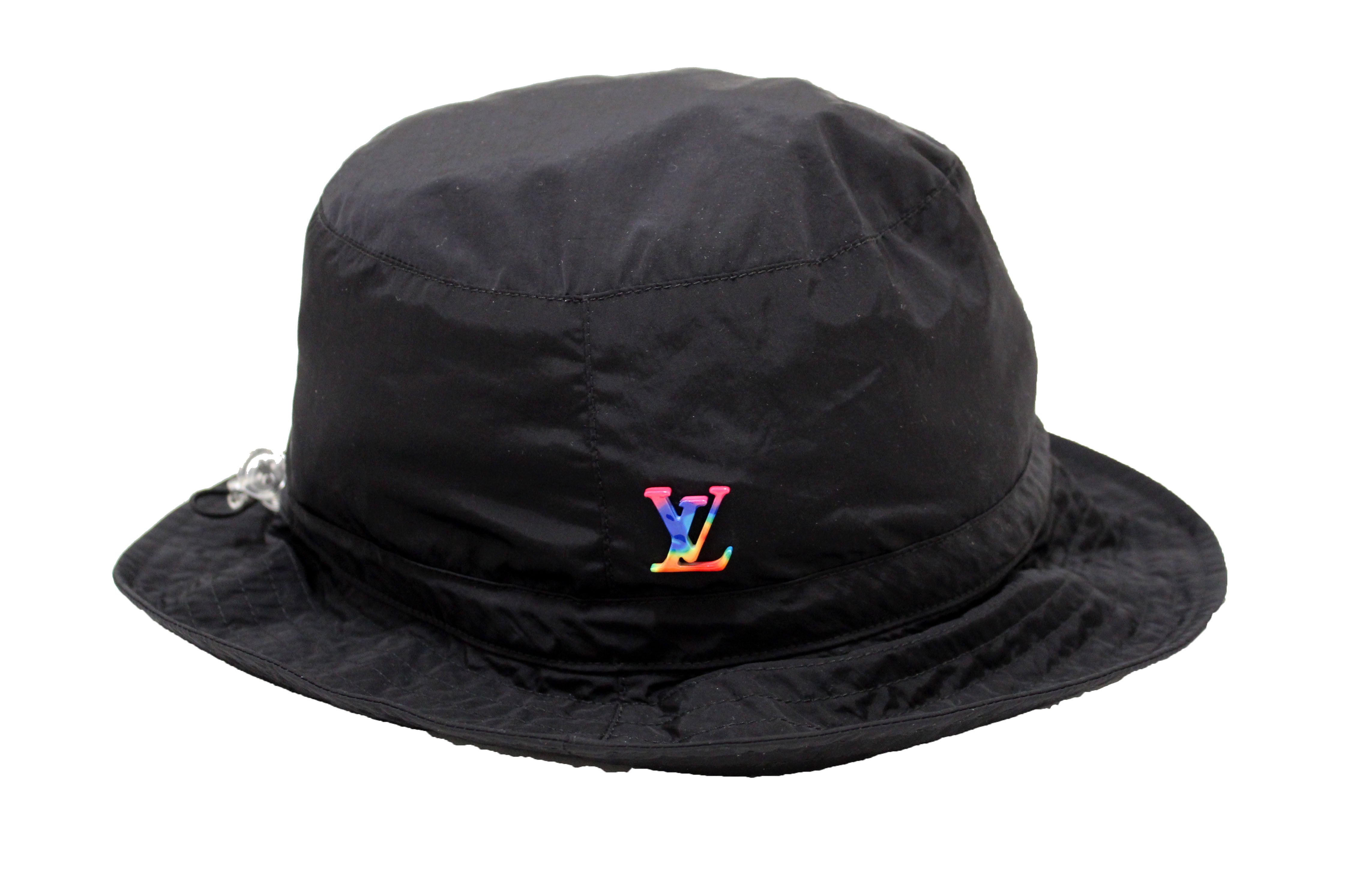 Authentic Louis Vuitton Black Nylon 2054 Packable Bob Hat for Women | Lightweight Travel Cap for Outdoor Activities, Beach & Casual Wear