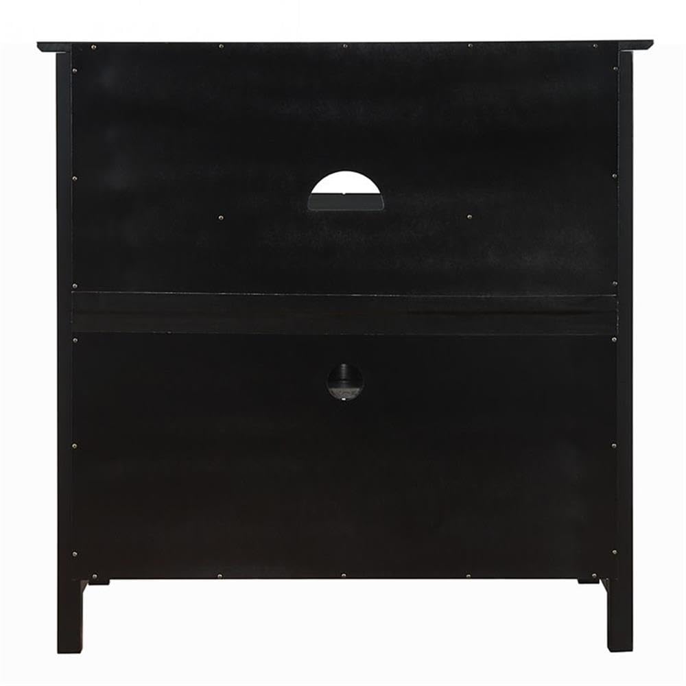 Pemberly Row 42 Inch TV Stand Entertainment Center with Storage Shelves - Black Modern TV Console for Living Room, Bedroom & Home Theater Setup