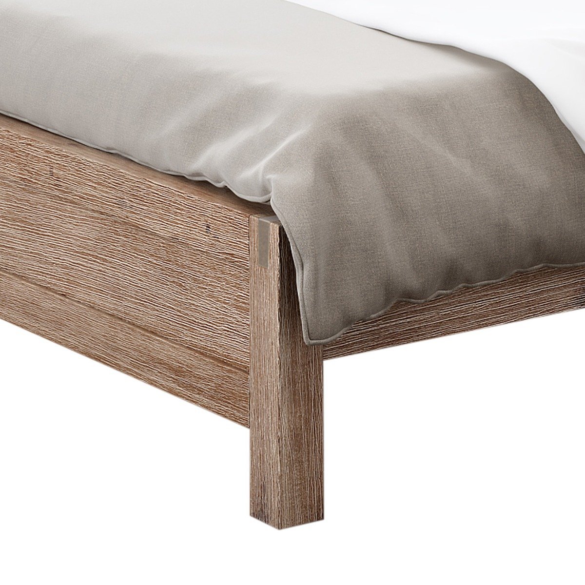 Luxe Nowra Queen Size Solid Wood Veneered Acacia Bed Frame with Oak Finish - Elegant & Durable Bedroom Furniture for Modern Home Decor