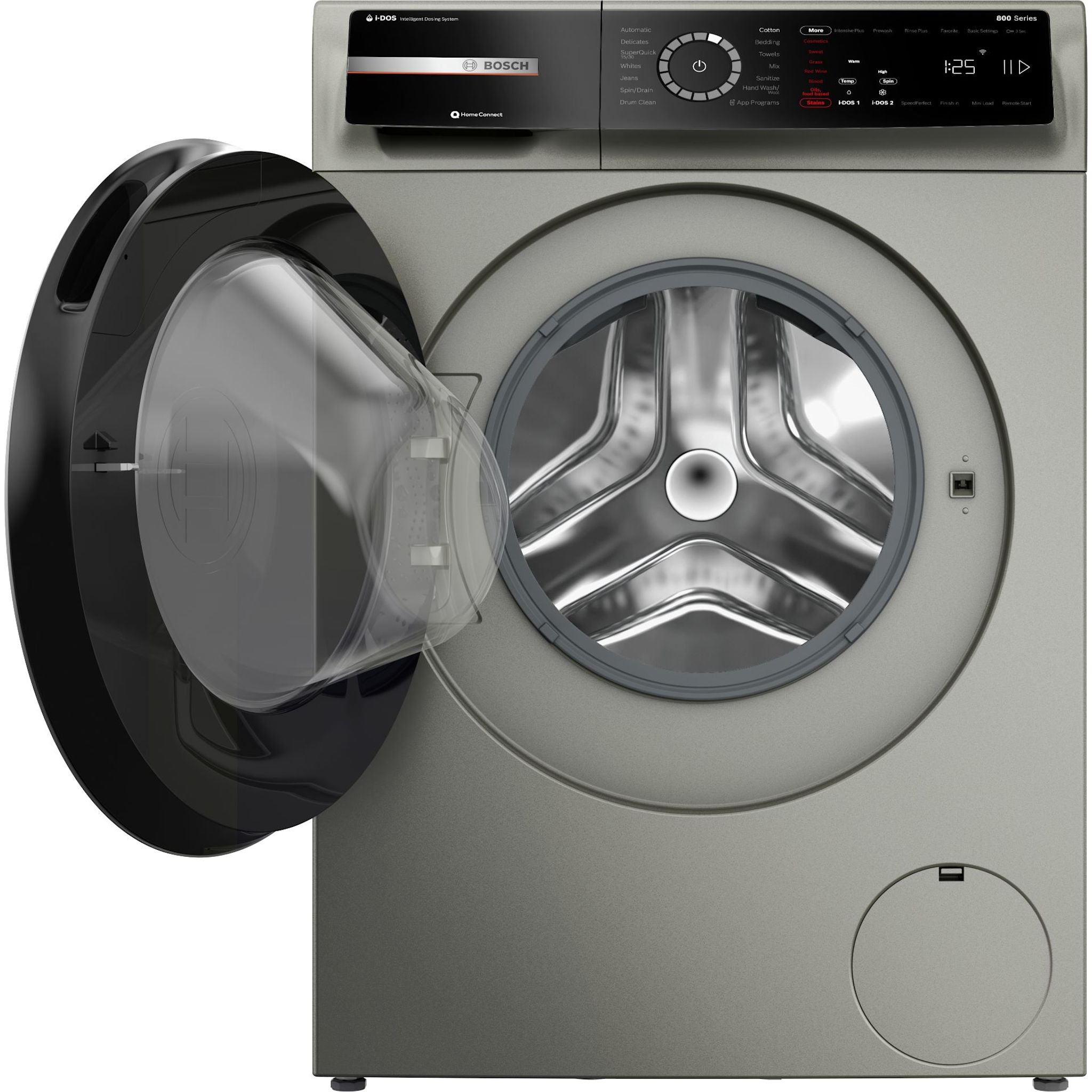 Bosch WGB246AXUC Front Load Washing Machine - Energy Efficient Pearl Steel Washer for Laundry Room & Small Spaces