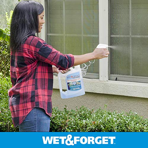 Wet & Forget Outdoor Multi-Surface Cleaner - Moss, Mold, Mildew & Algae Stain Remover | Ready-to-Use 64oz (4-Pack) | Perfect for Driveways, Patios, Roofs & Fences