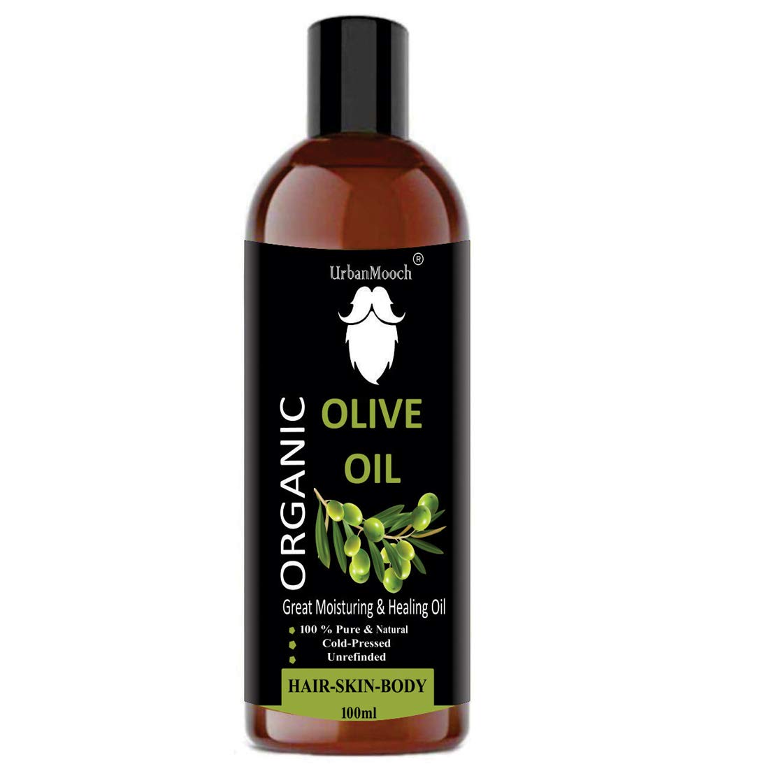 Organic Extra Virgin Olive Oil for Hair, Skin & Face - 100ml Cold Pressed, Natural Moisturizer & Treatment - Perfect for Daily Hair Care, Skin Hydration & Anti-Aging Routine