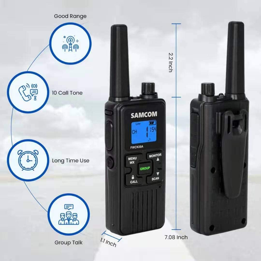 SAMCOM FRS Two-Way Radios Rechargeable Walkie Talkies for Adults - 22 Channel Long Range Walkie Talkies with VOX Hands Free, NOAA Weather Alert & Flashlight - Perfect for Camping, Hiking, Outdoor Adventures & Emergency Communication (2 Pack)