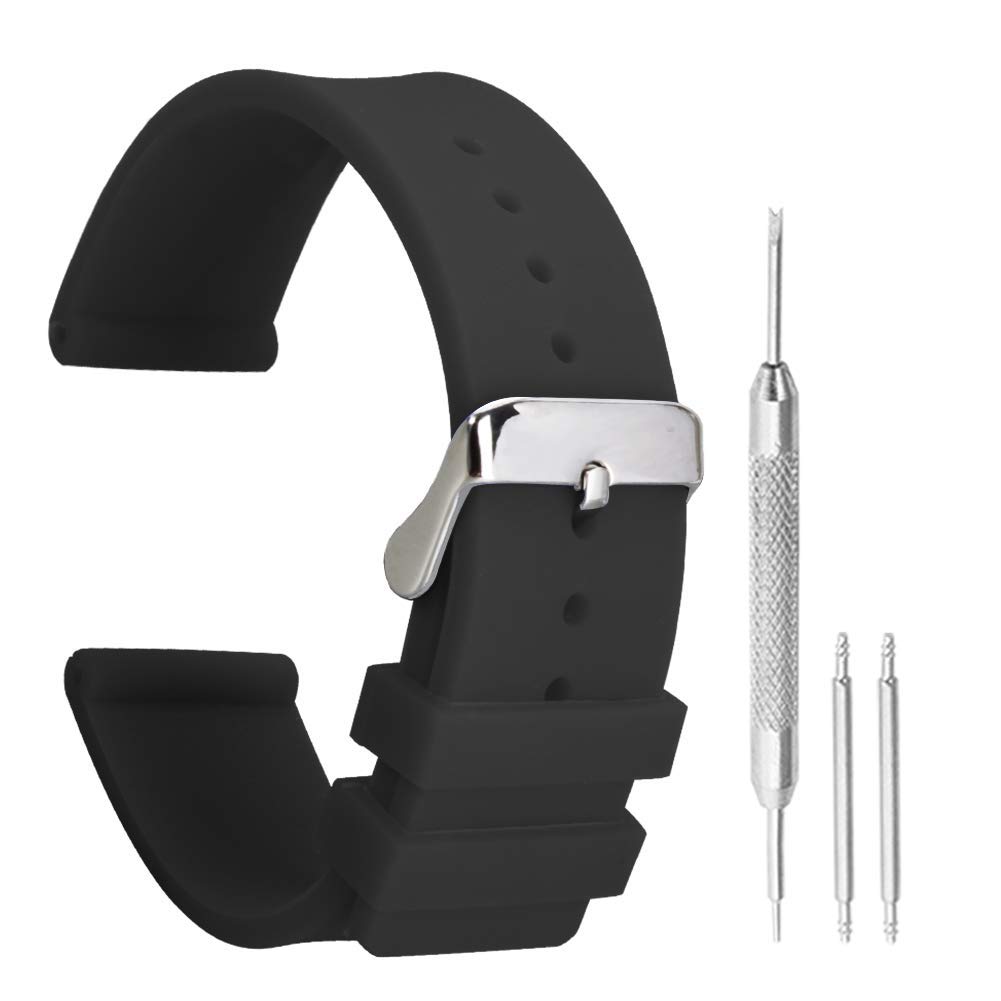 Premium Silicone Watch Band Strap - Soft, Durable & Comfortable with Stainless Steel Buckle - Perfect for Apple Watch, Samsung Galaxy & Fitness Trackers - Ideal for Workouts, Swimming & Everyday Wear