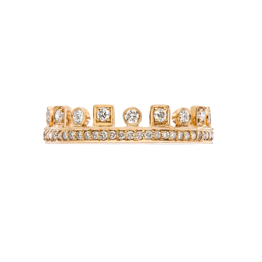 Sethi Couture Crown White Diamond Wedding Band Ring for Women - Elegant Bridal Jewelry for Engagement, Anniversary & Special Occasions