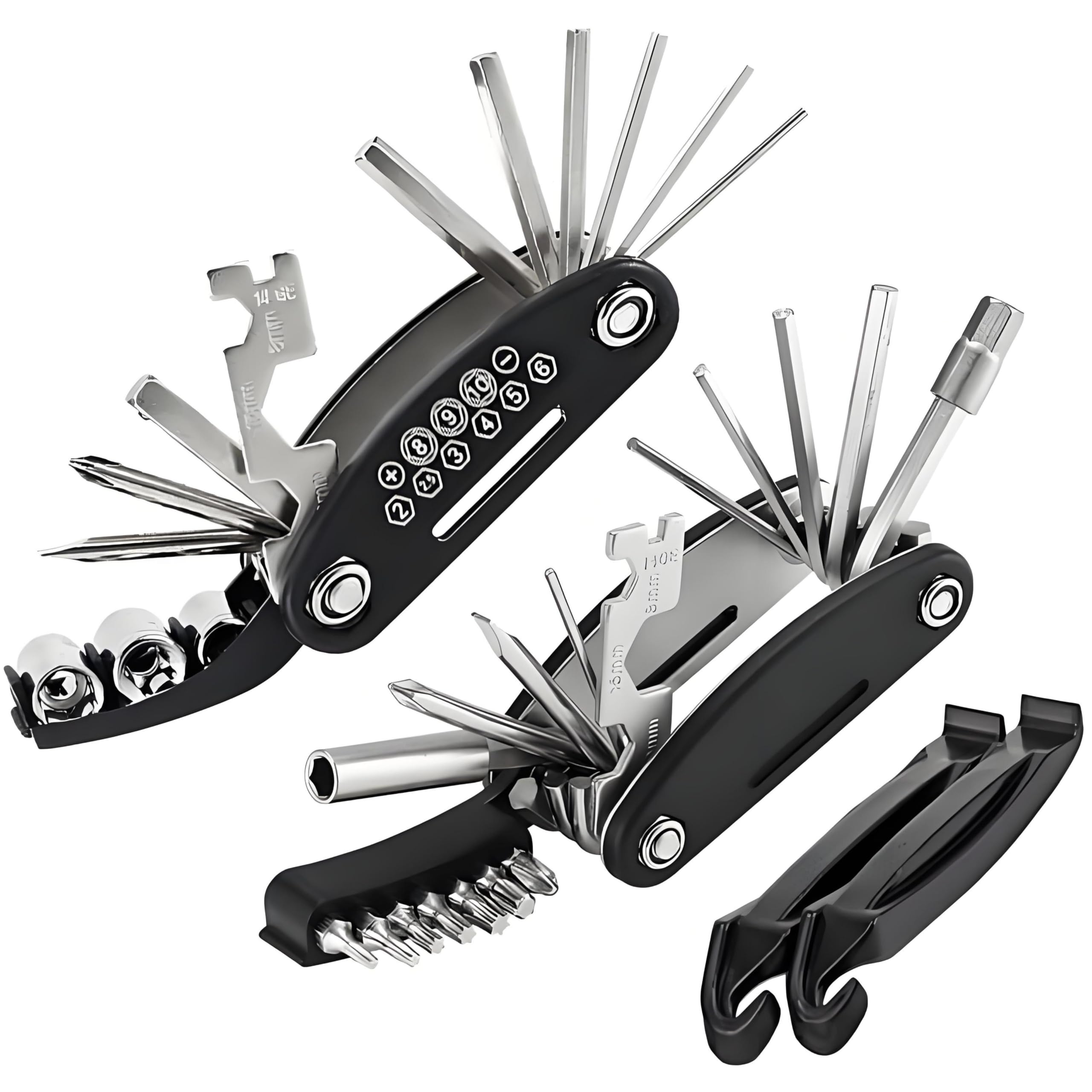 36-in-1 Multi-Function Bike Repair Tool Kit - Portable Foldable Cycling Multitool with (2+2) Tire Levers for Road & Mountain Bikes - Perfect for On-the-Go Repairs & Emergency Fixes