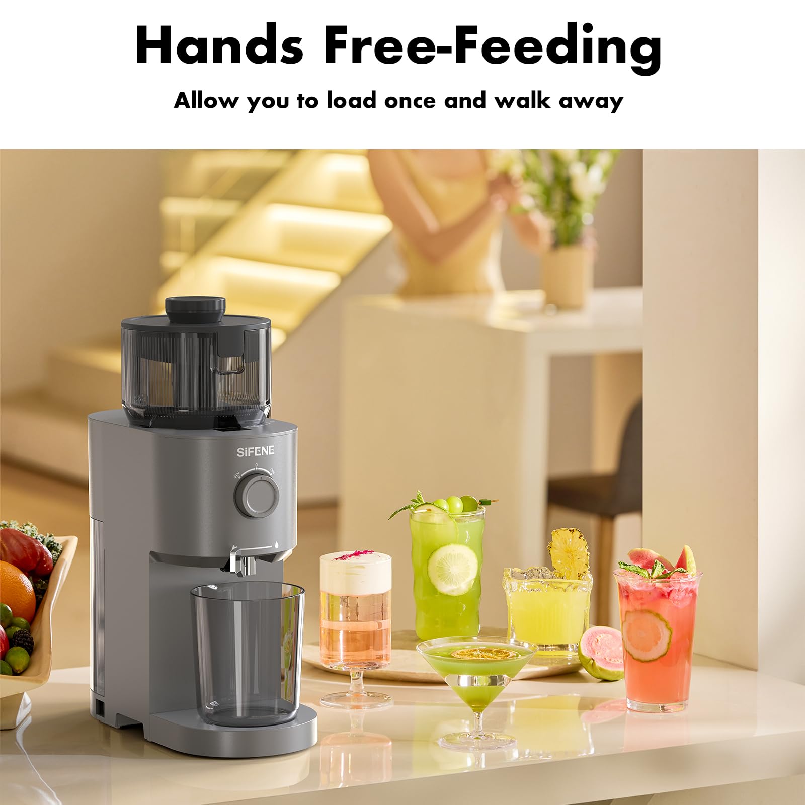SiFENE Cold Press Juicer - Slow Masticating Juicer Machine with 5.2