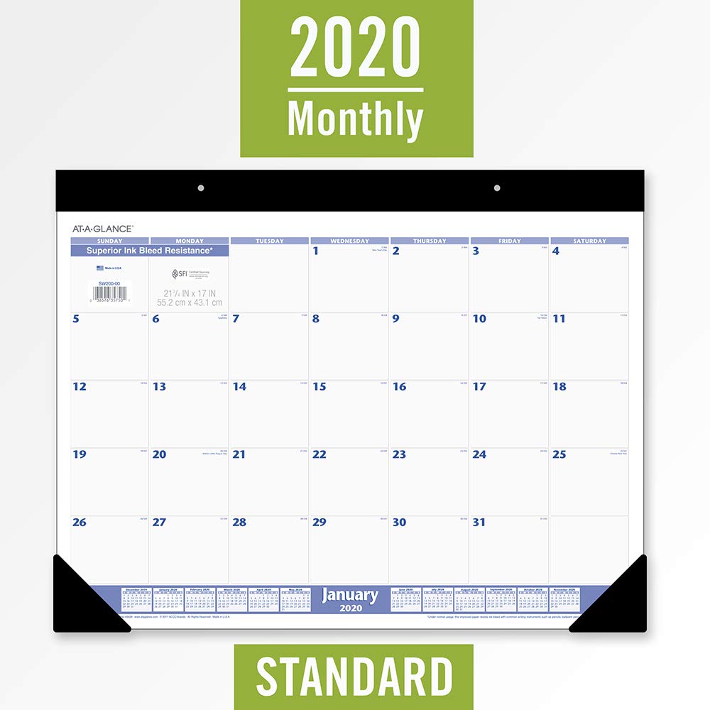 AT-A-GLANCE 2020 Desk Calendar & Planner - 21.75