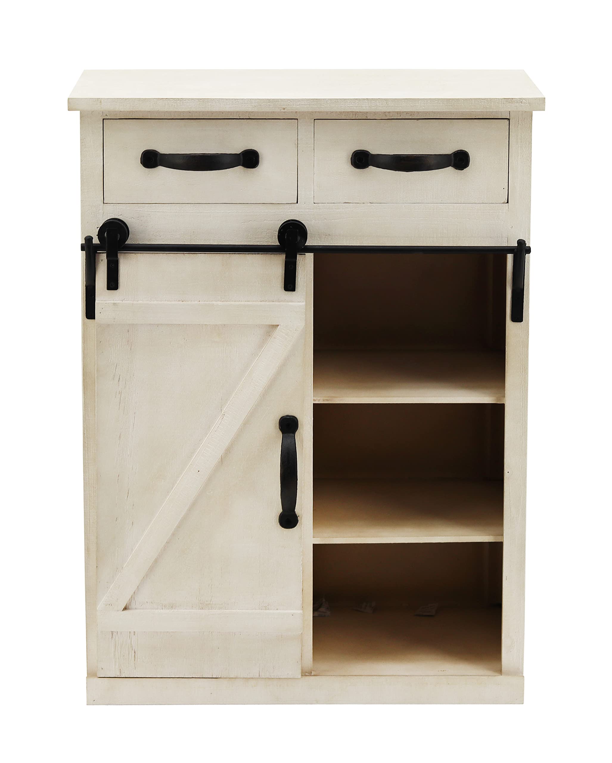 Farmhouse Style Wood Storage Cabinet with Sliding Barn Door - 32