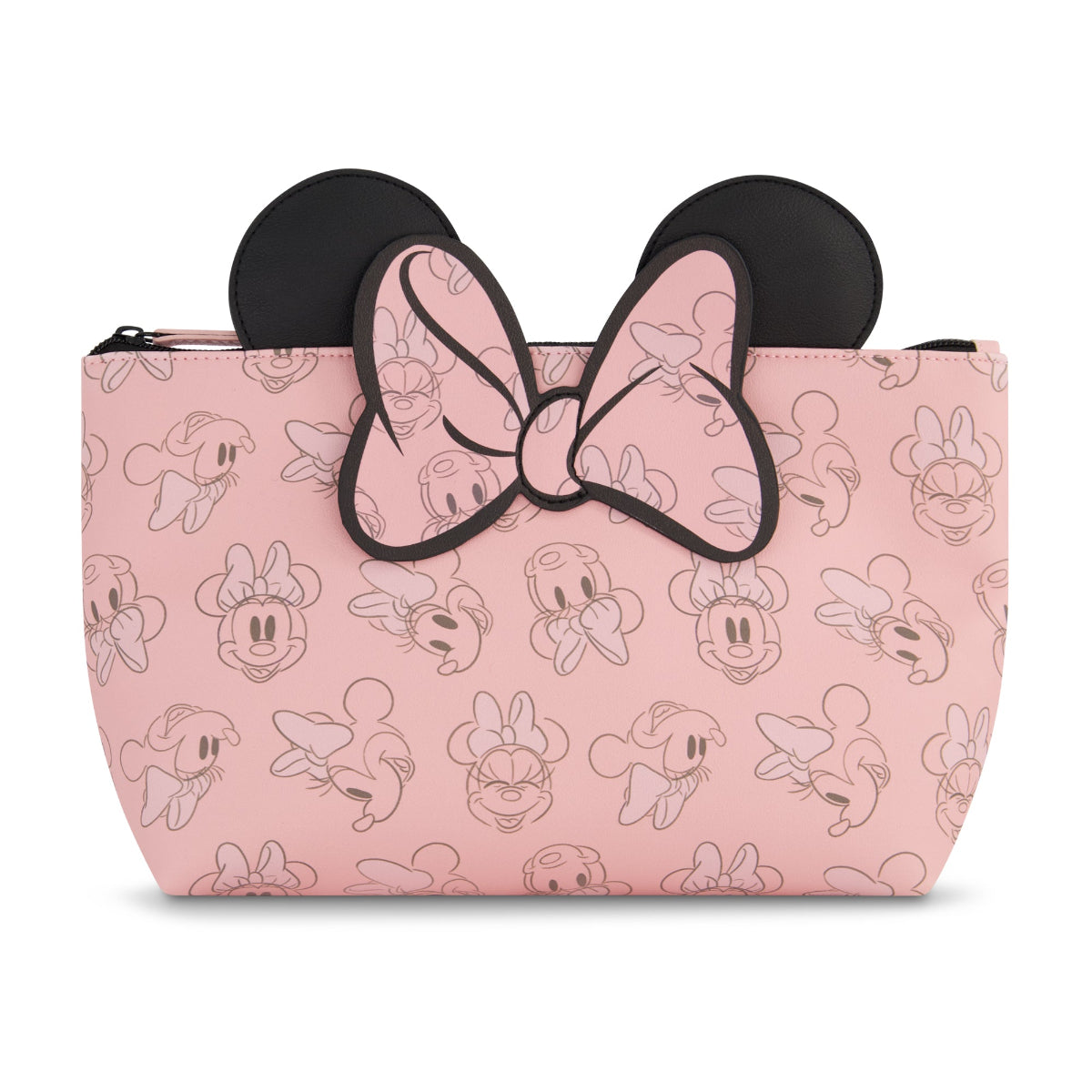 Disney Minnie Mouse 3D Bow & Ears Pink Makeup Bag for Women | Cute Cosmetic Pouch for Travel, School & Gift | Disney Character Accessories