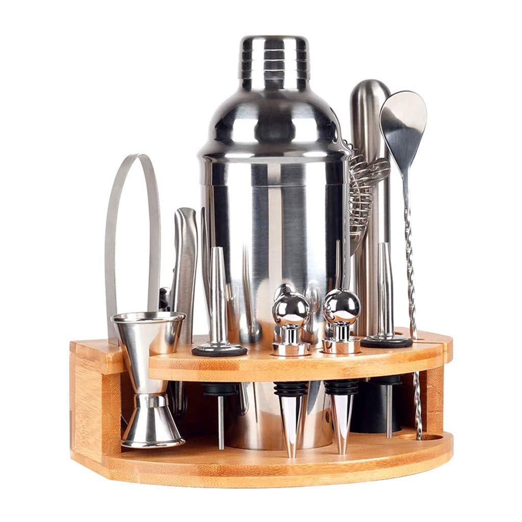 12-Piece Professional Bartender Kit with Stand - Stainless Steel Cocktail Shaker Set, Jigger, Strainer & Bar Mixing Spoon | Perfect for Home Bars, Parties & Mixology Enthusiasts