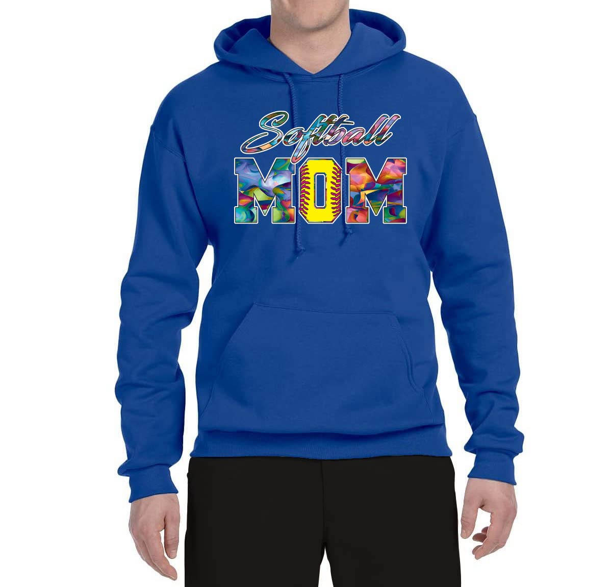 Wild Bobby Colorful Softball Mom Hoodie - Unisex Graphic Sweatshirt for Mother's Day Gifts | Perfect for Baseball Games, Team Spirit & Casual Wear
