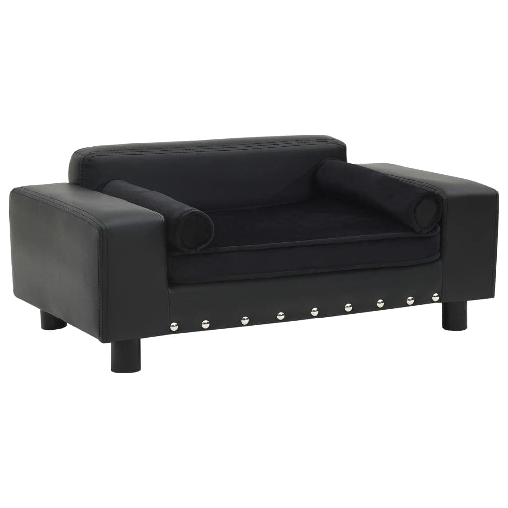 **Charmma Soft Fluffy Calming Orthopedic Sofa Bed for Dogs & Cats – Anti-Anxiety Pet Couch with Memory Foam, Machine Washable, Black, Rectangular (Includes Accessories) – Perfect for Living Room, Bedroom & Travel**