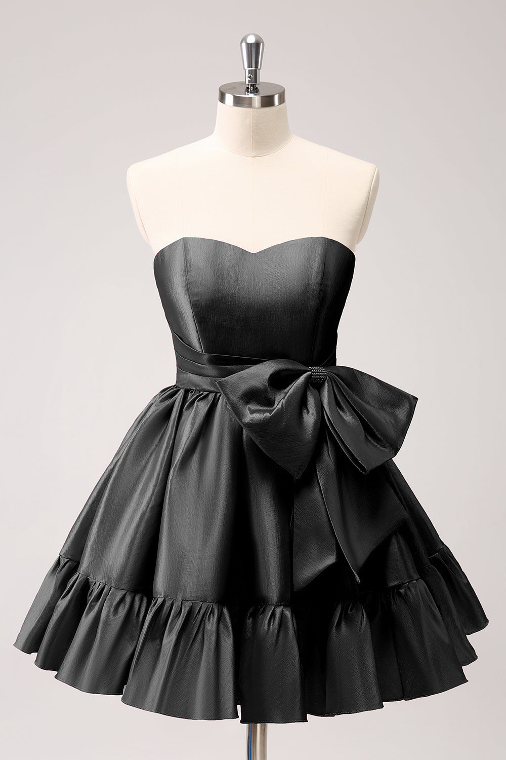 Fuchsia A-Line Strapless Ruffle Short Homecoming Dress with Bow - Perfect for Prom, Party, and Special Occasions