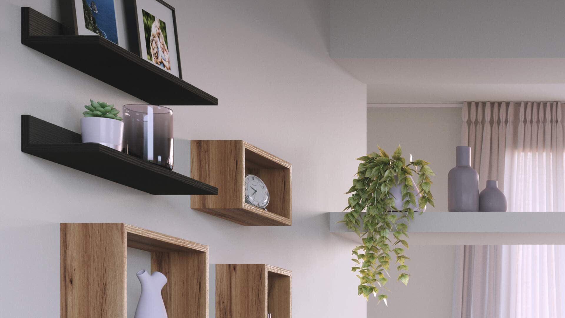 2-Pack Rachele Wall Mounted Shelves, 31.49 Inch, Matt White Melamine Finish - Modern Floating Shelves for Bedroom, Living Room, Kitchen, Office & Entryway | Italian Design Home Organization & Storage Solution